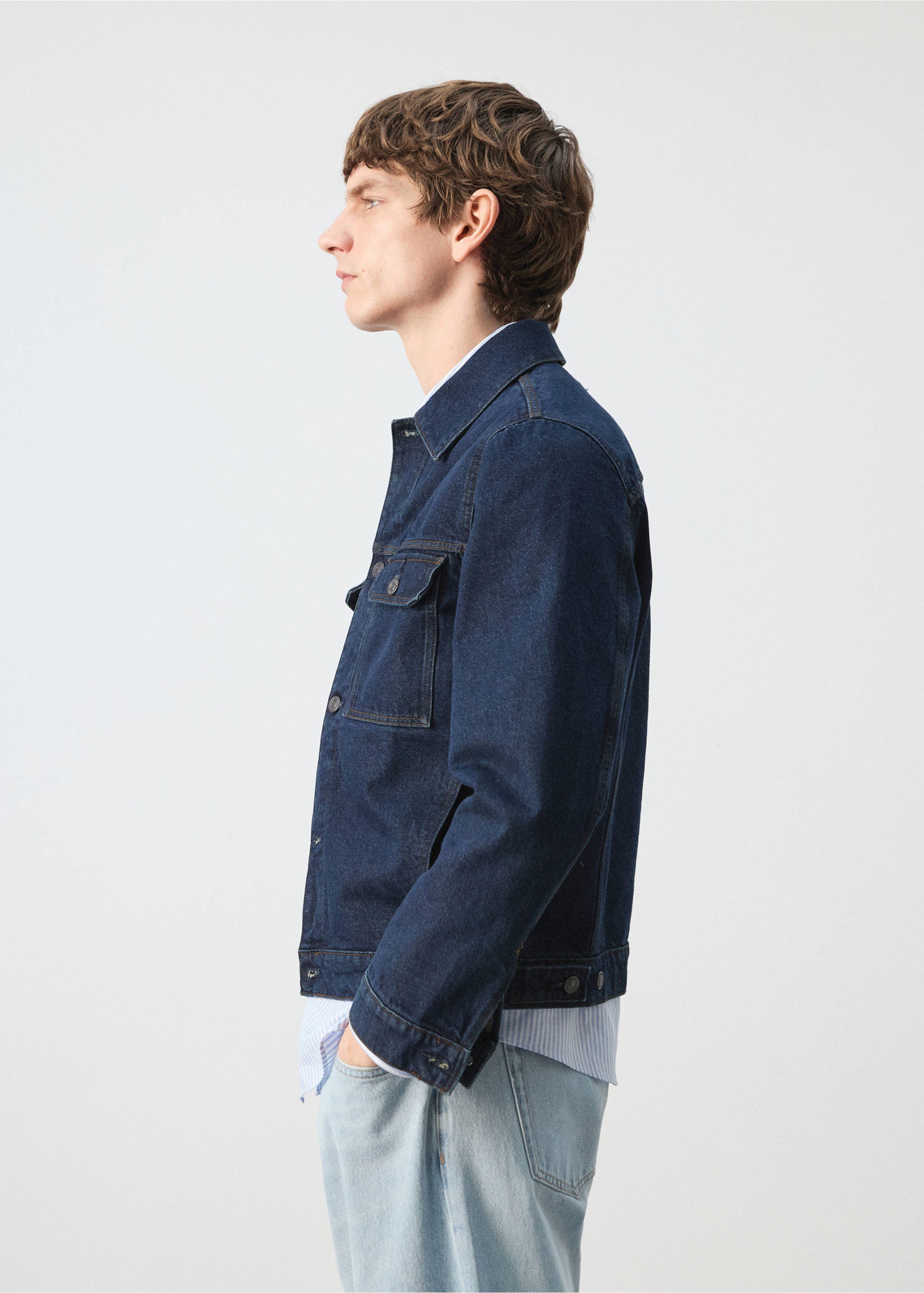 Джинсовая куртка из 100% хлопка с карманами - Деталь изделия 2, Синий. Ref: 27044429-00.