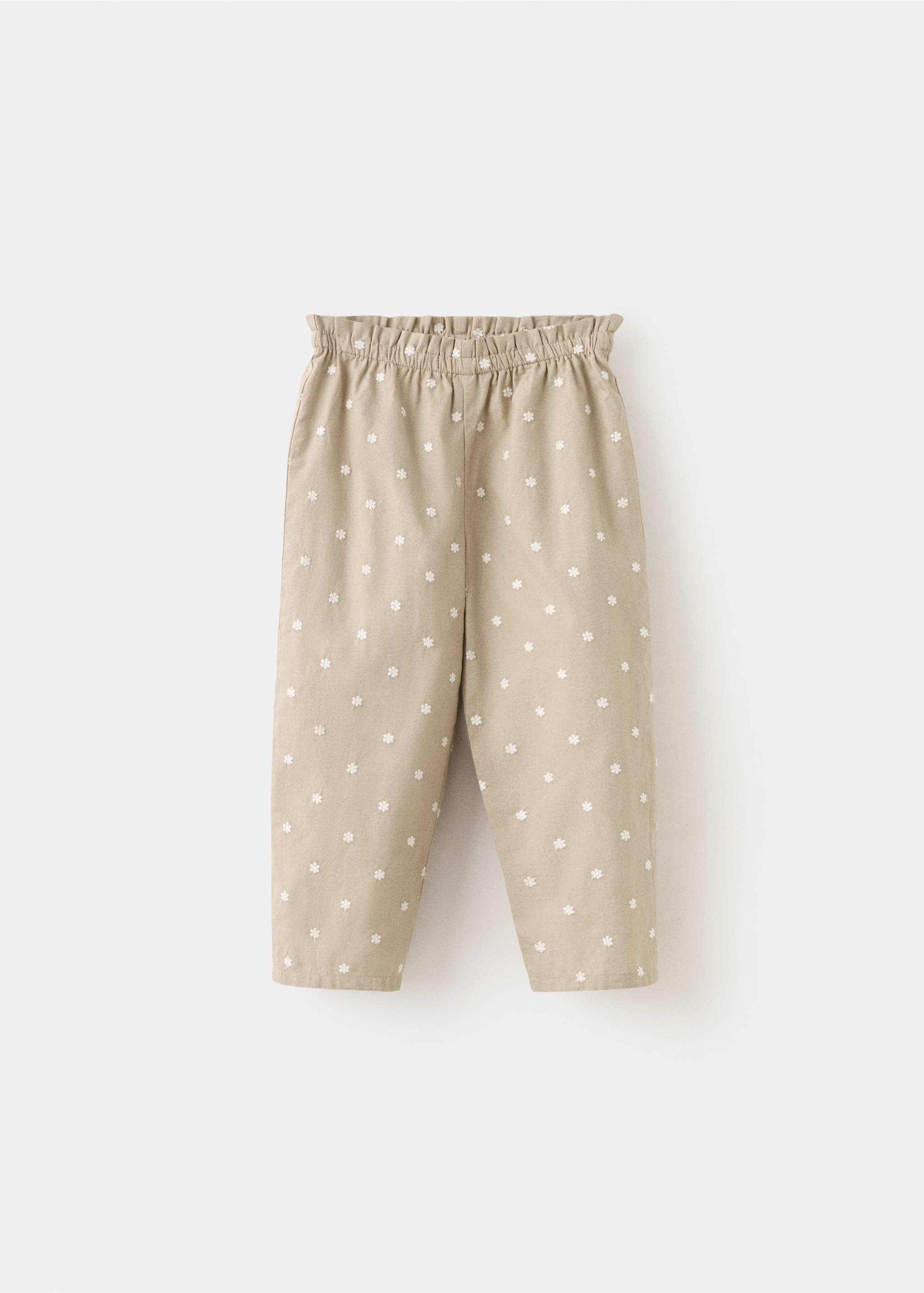 Embroidered floral paperbag trousers - Article without model, Sand. Ref: 27044433-00.