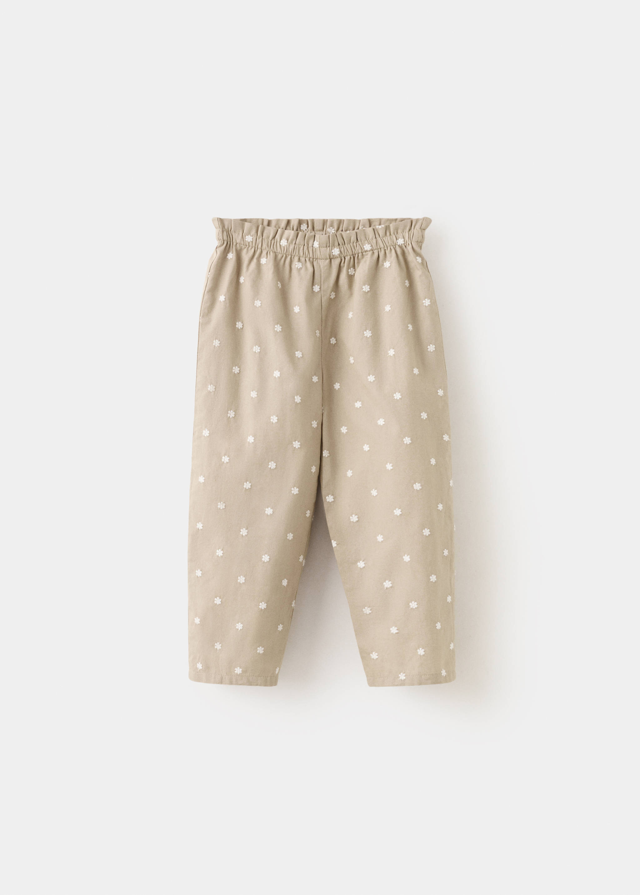 Pantalon paperbag brodé à fleurs - Article sans modèle
