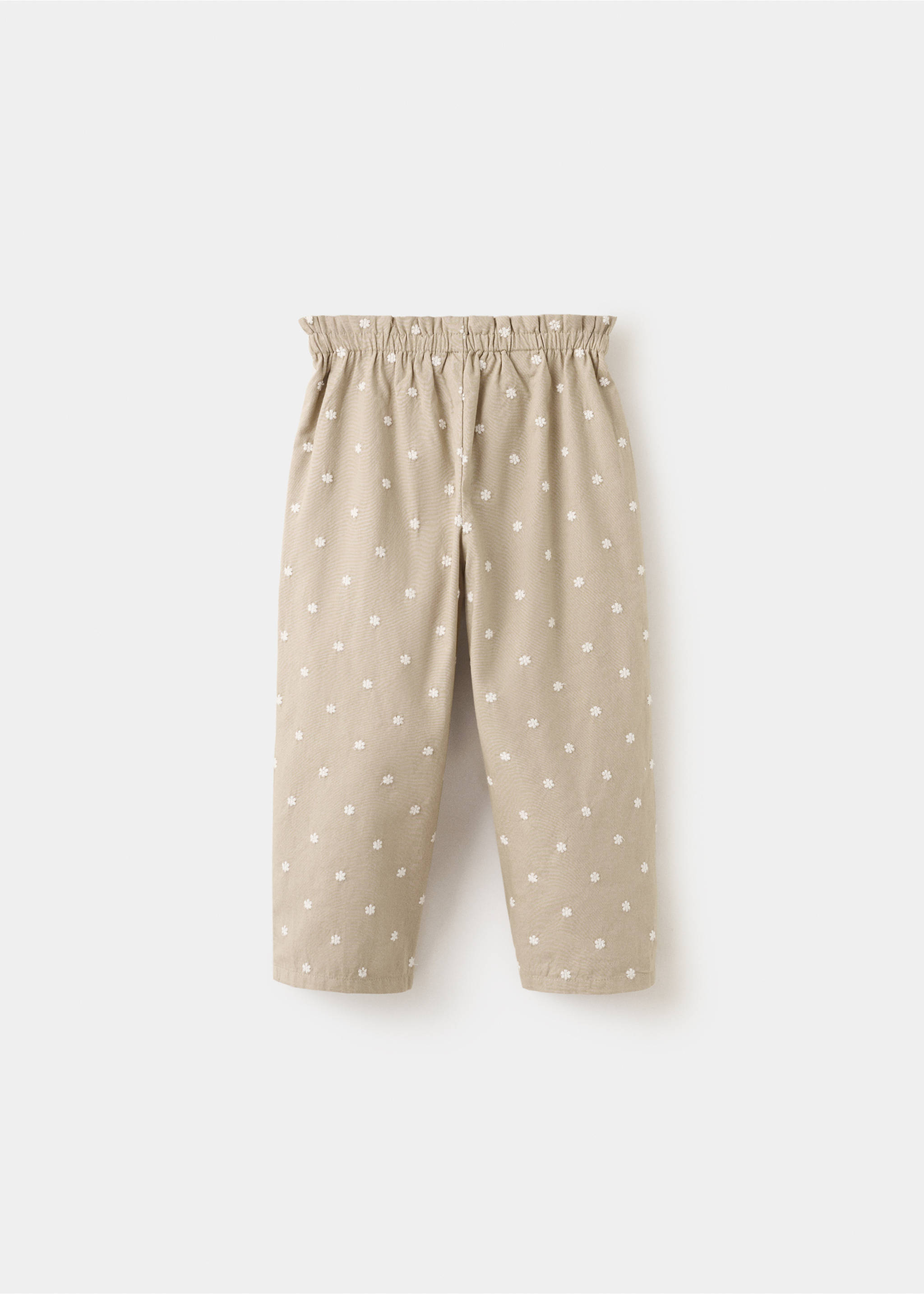 Embroidered floral paperbag trousers - Reverse of the article, Sand. Ref: 27044433-00.