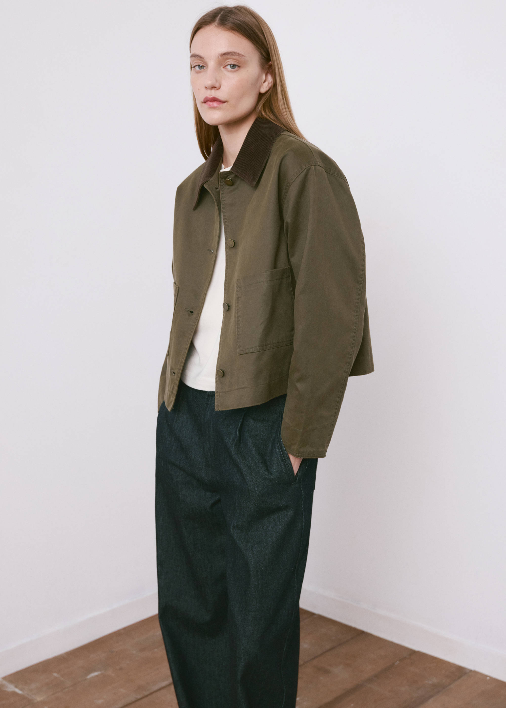 Cotton parka with contrasting collar - Details of the article 2