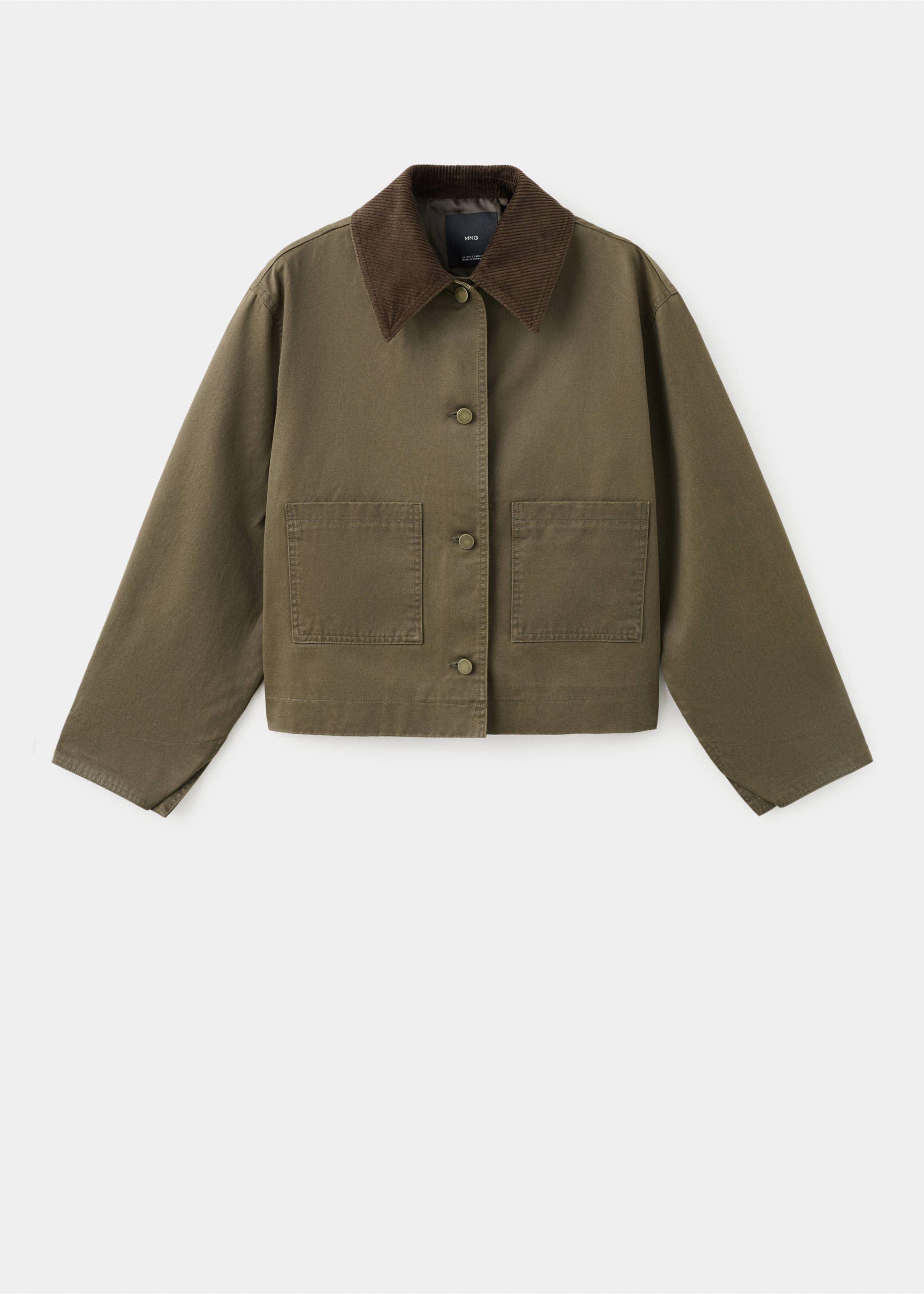 Cotton parka with contrasting collar - Article without model, Khaki. Ref: 27044434-00.