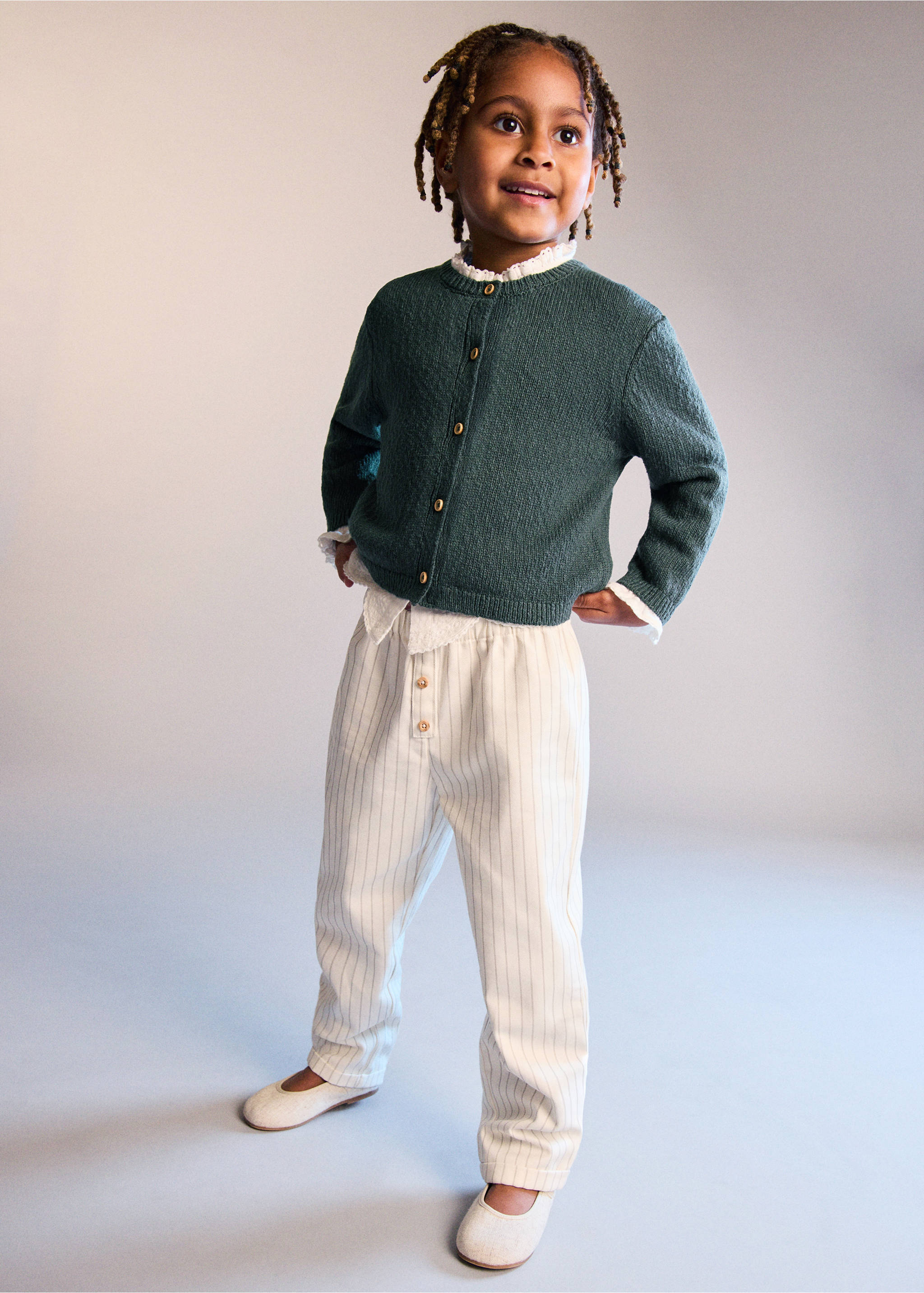 Pantalon coton à rayures - Détail de l'article 5, Blanc cassé. Ref: 27044436-00.