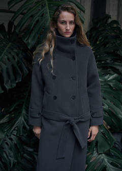 Woollen coat with belt — Grey 1