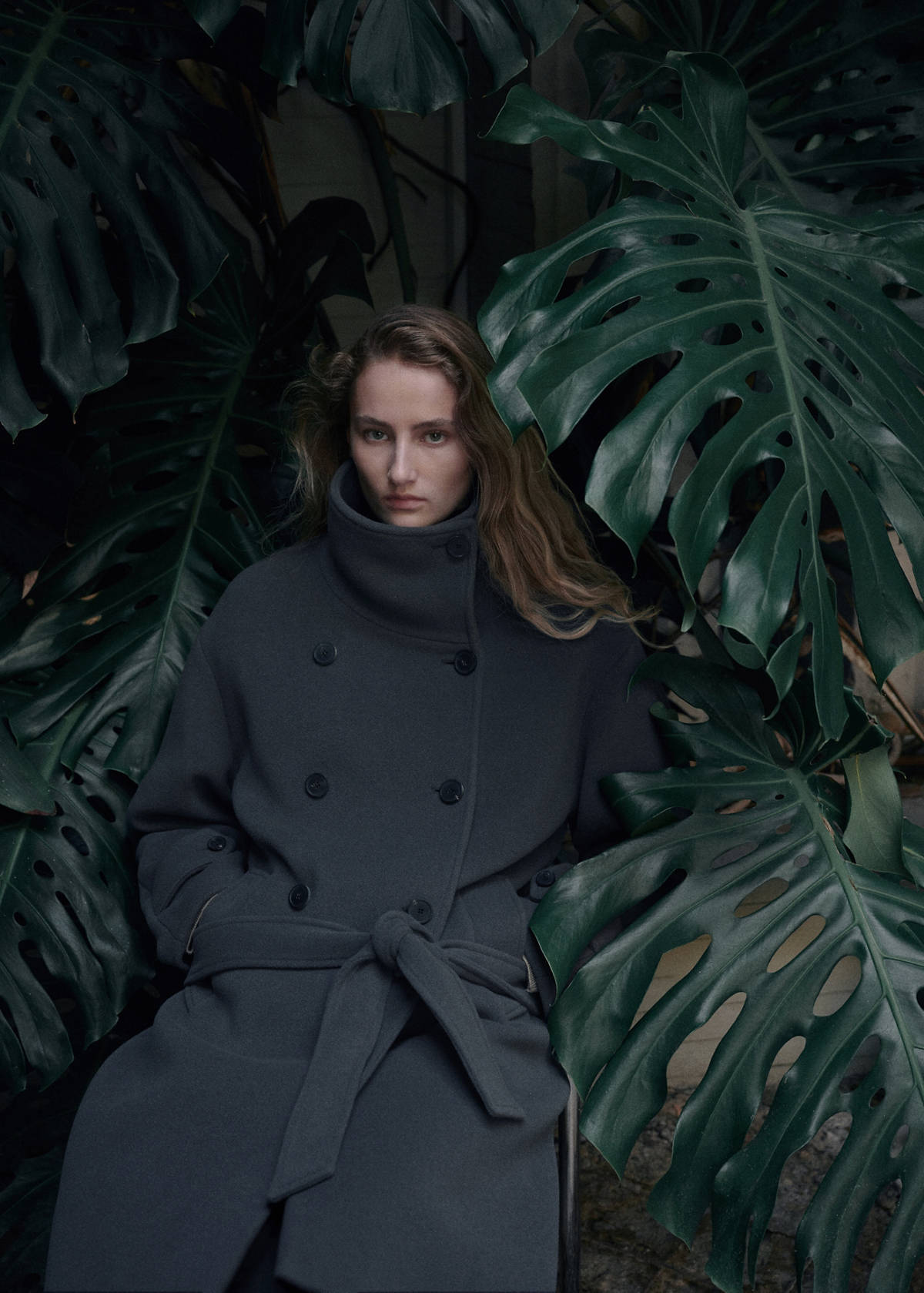 Woollen coat with belt — Grey