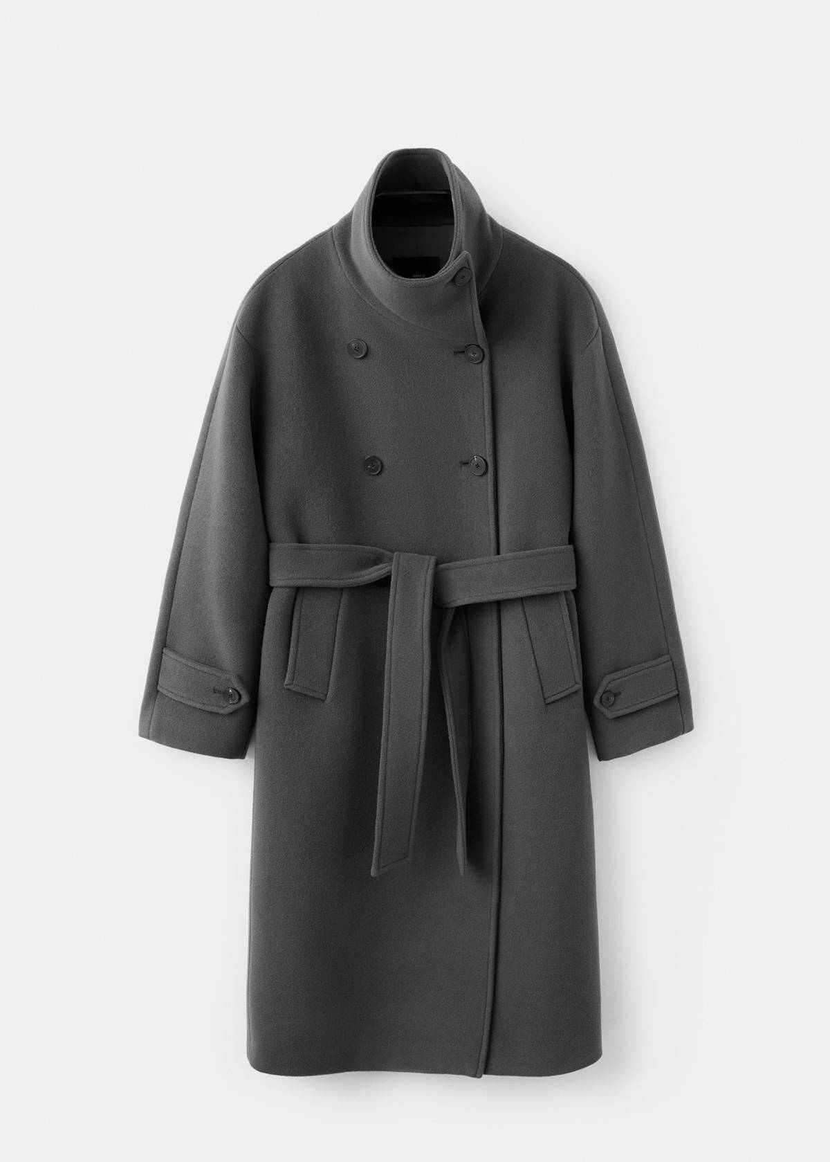 Woollen coat with belt — Grey