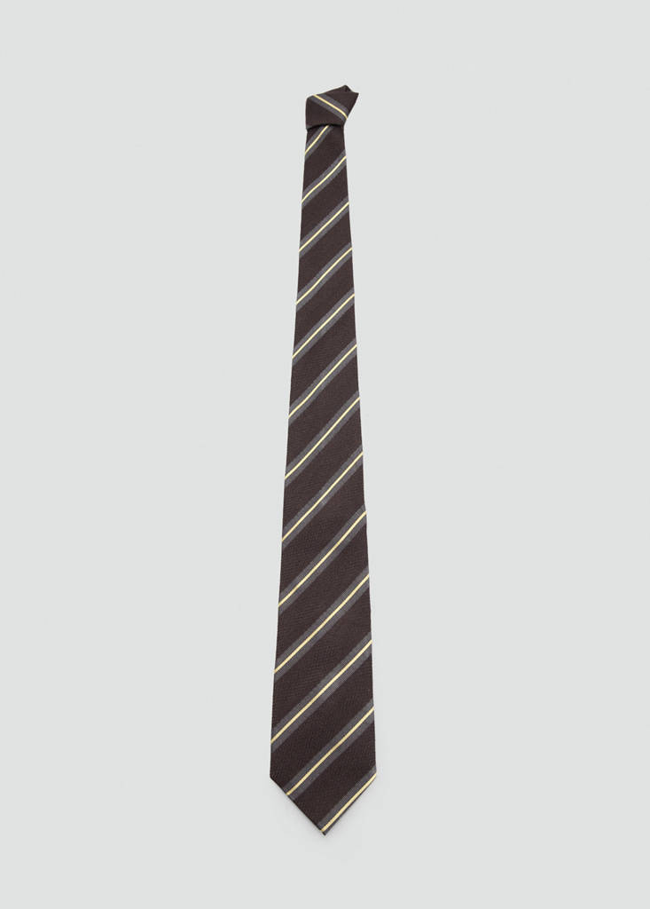 Striped tie with combined patterns — Brown