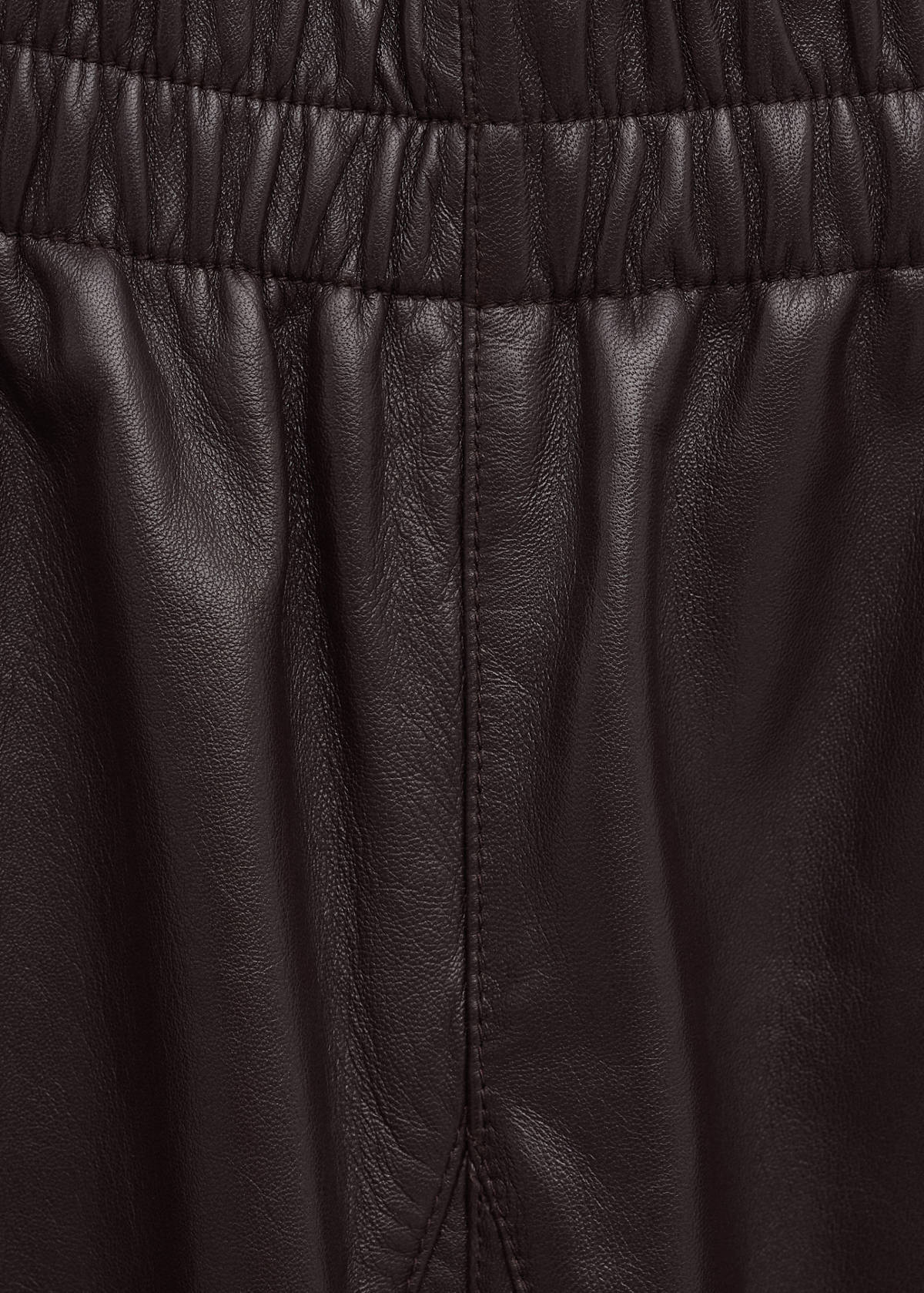 Buttoned hem leather trousers — Burgundy