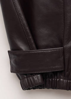Buttoned hem leather trousers — Burgundy 7