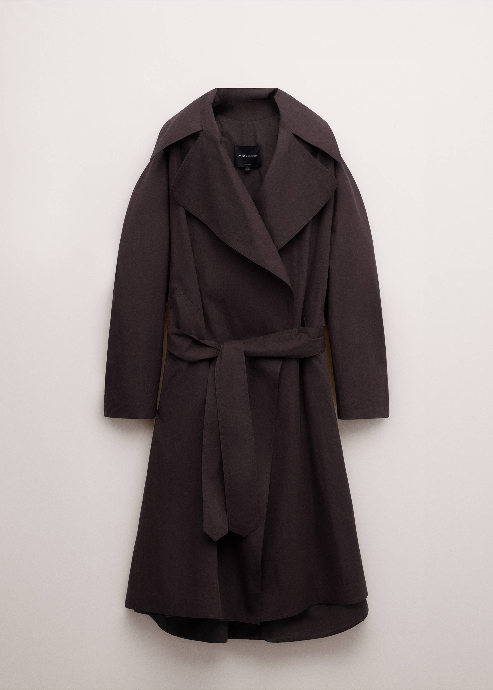 Cotton trench with maxi lapels and belt - Article without model, Plum. Ref: 27044446-00.