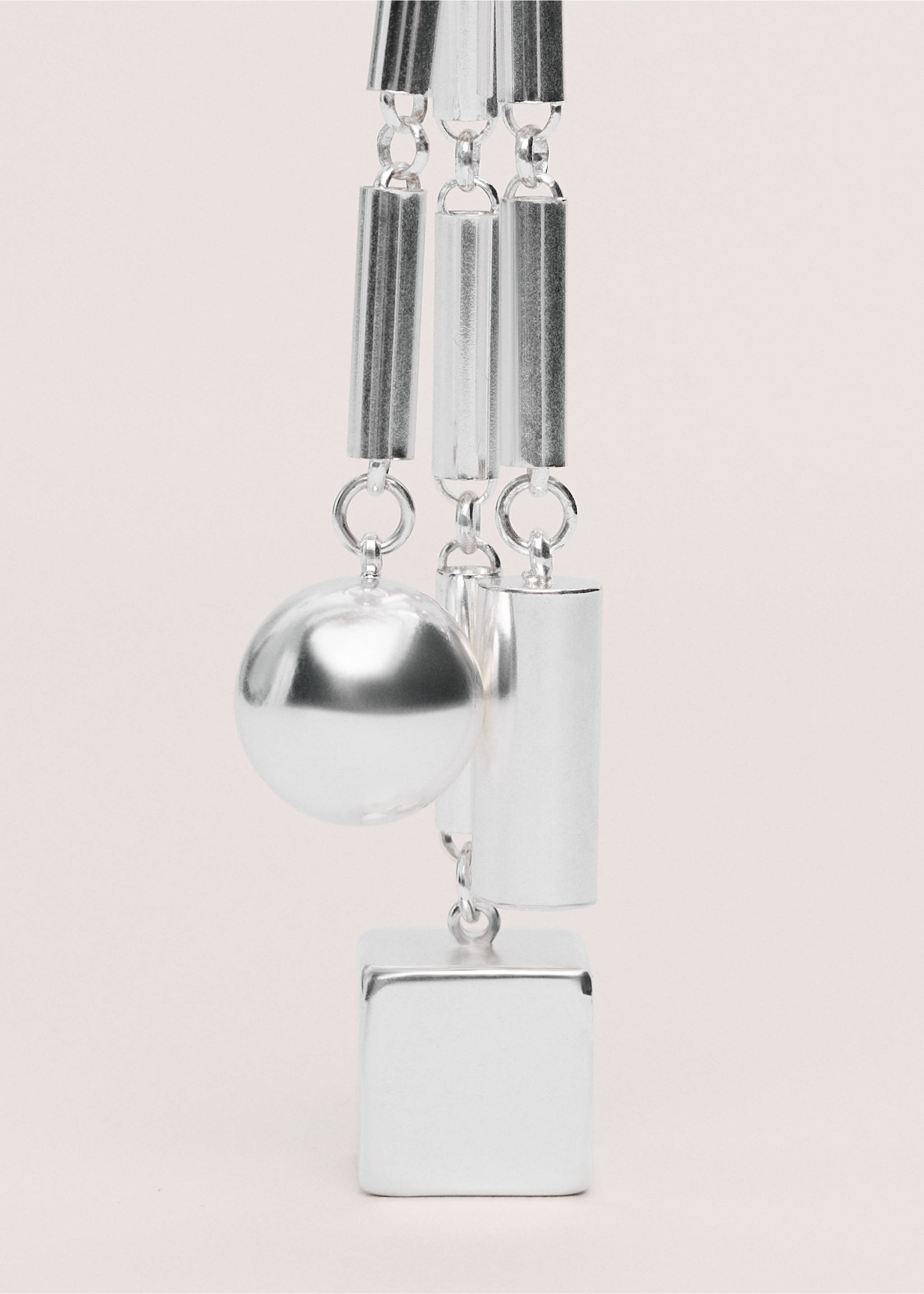 Pendant necklace with metallic pieces - Details of the article 1, Silver. Ref: 27044449-00.