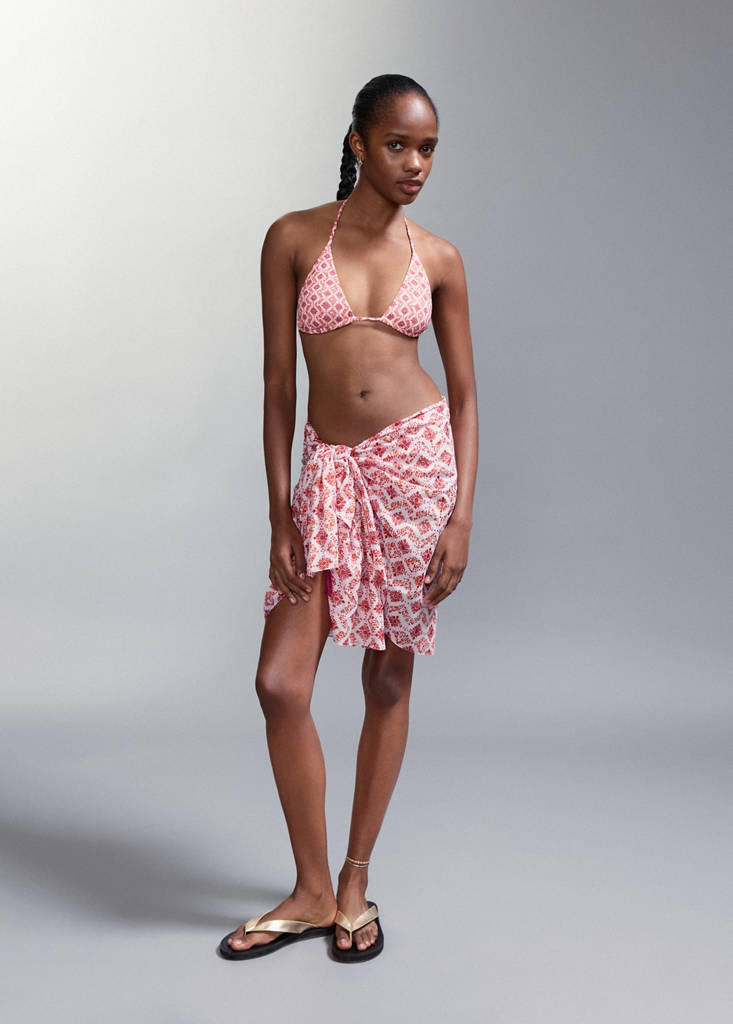 Printed bikini with medium-coverage bottoms — Pink
