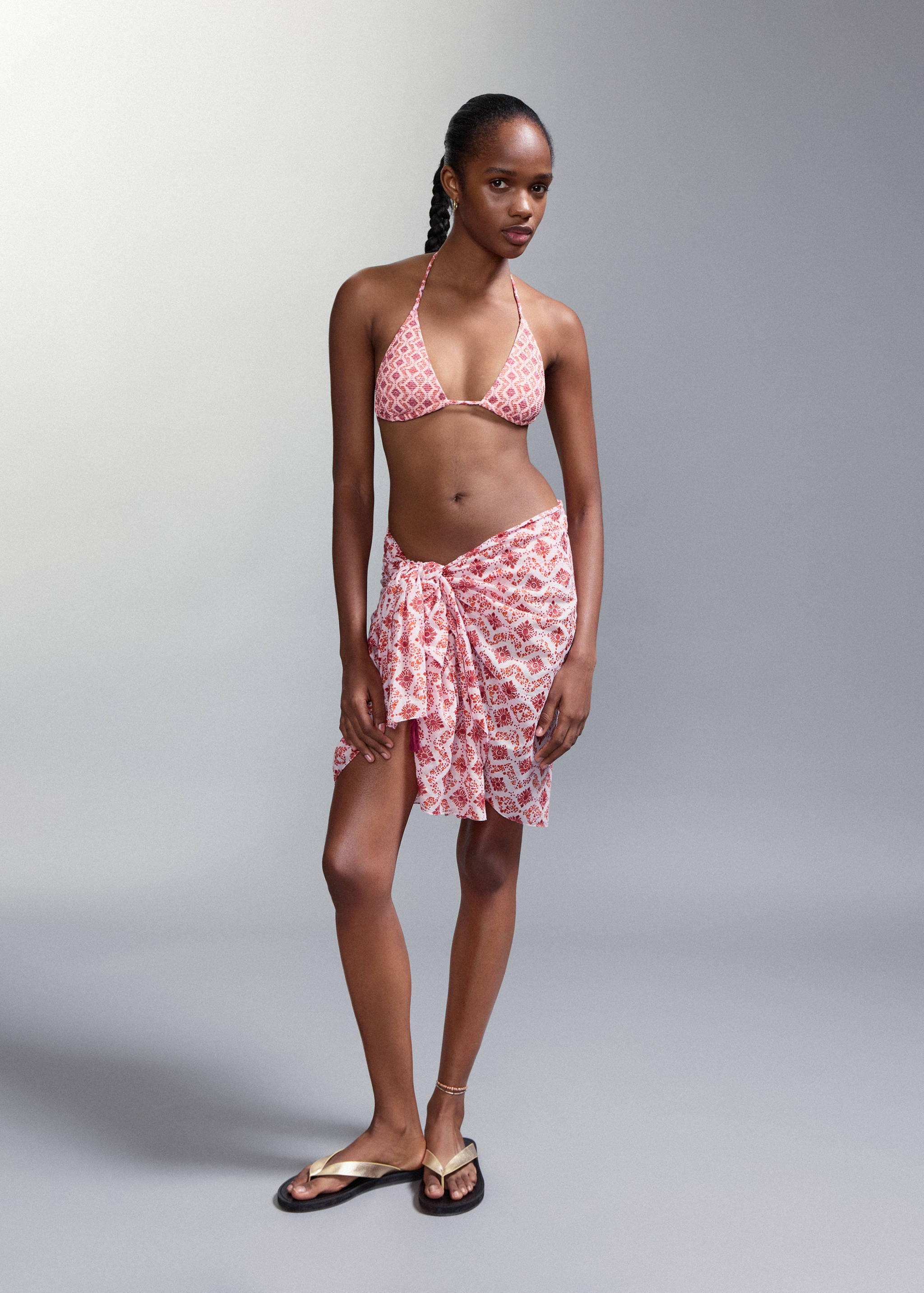 Bedruckter Bikini mit mittelhohem Slip - Allgemeine Ansicht