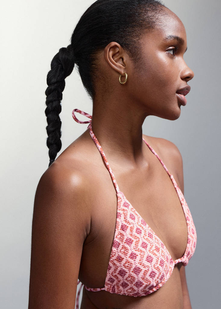 Printed bikini with medium-coverage bottoms — Pink
