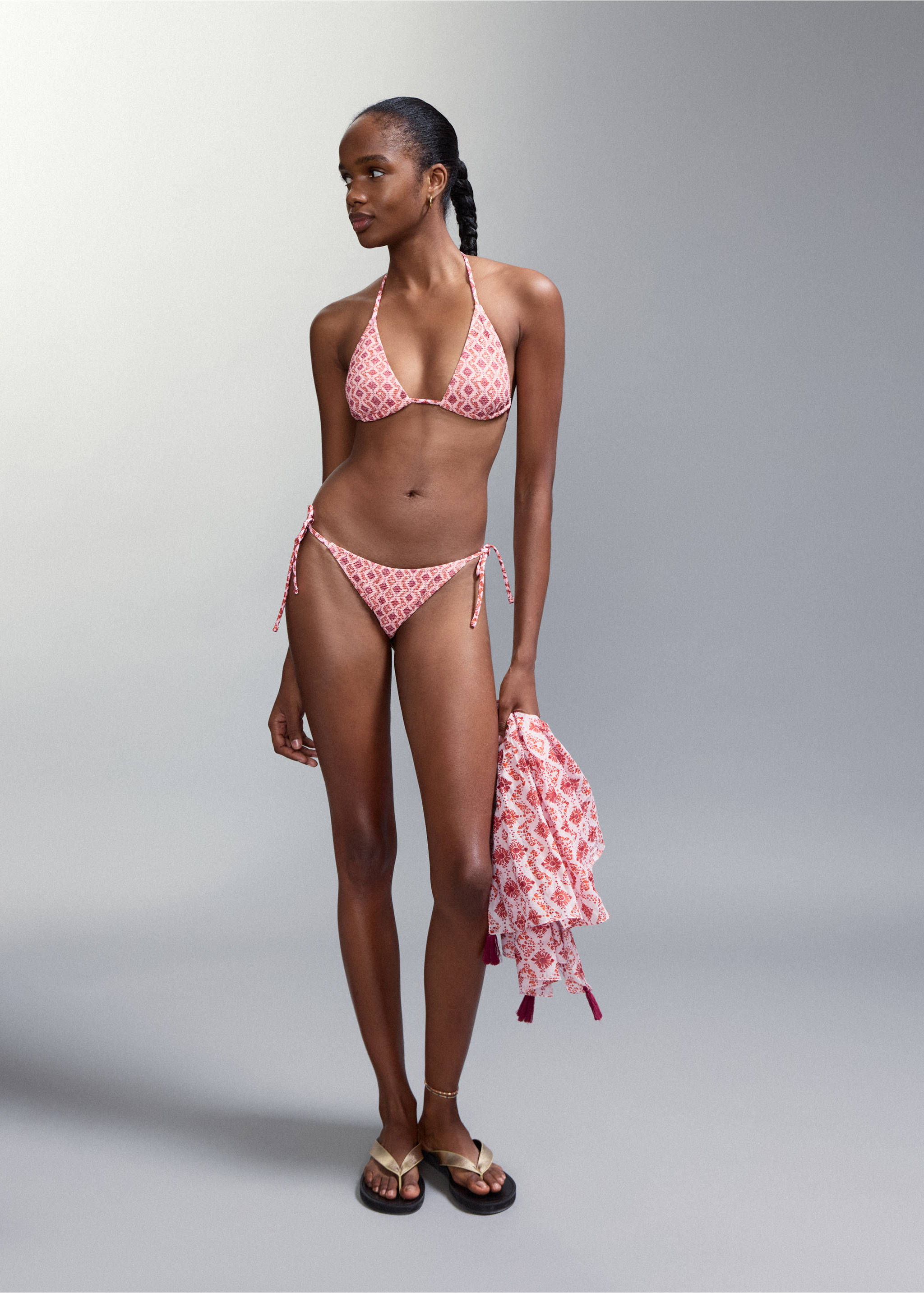 Bedruckter Bikini mit mittelhohem Slip - Detail des Artikels 2, Rosa. Ref: 27044770-00.
