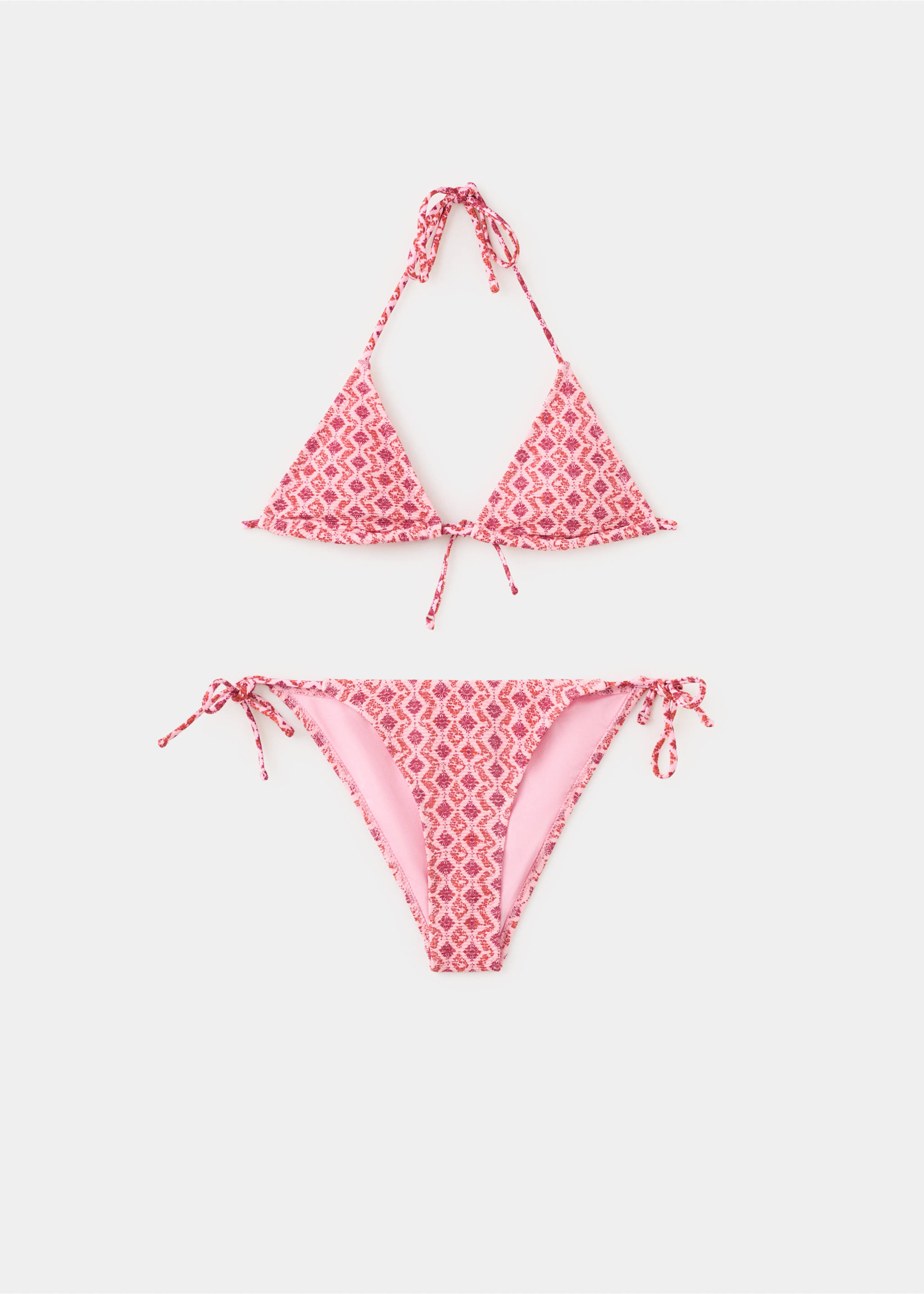Bedruckter Bikini mit mittelhohem Slip - Artikel ohne Model, Rosa. Ref: 27044770-00.