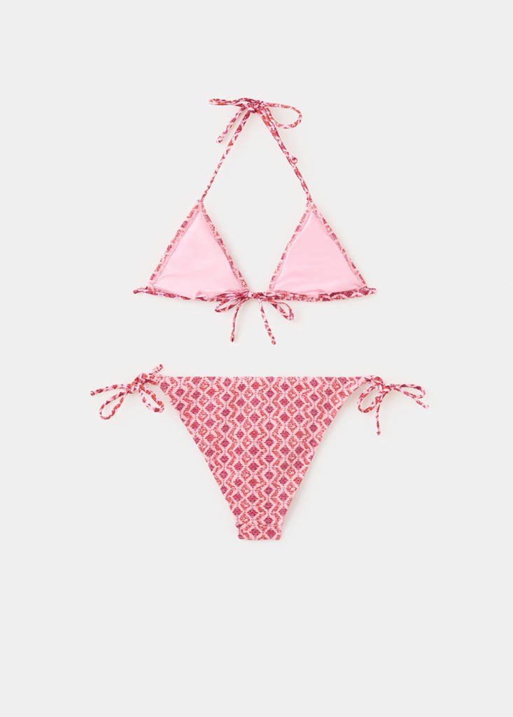 Printed bikini with medium-coverage bottoms — Pink