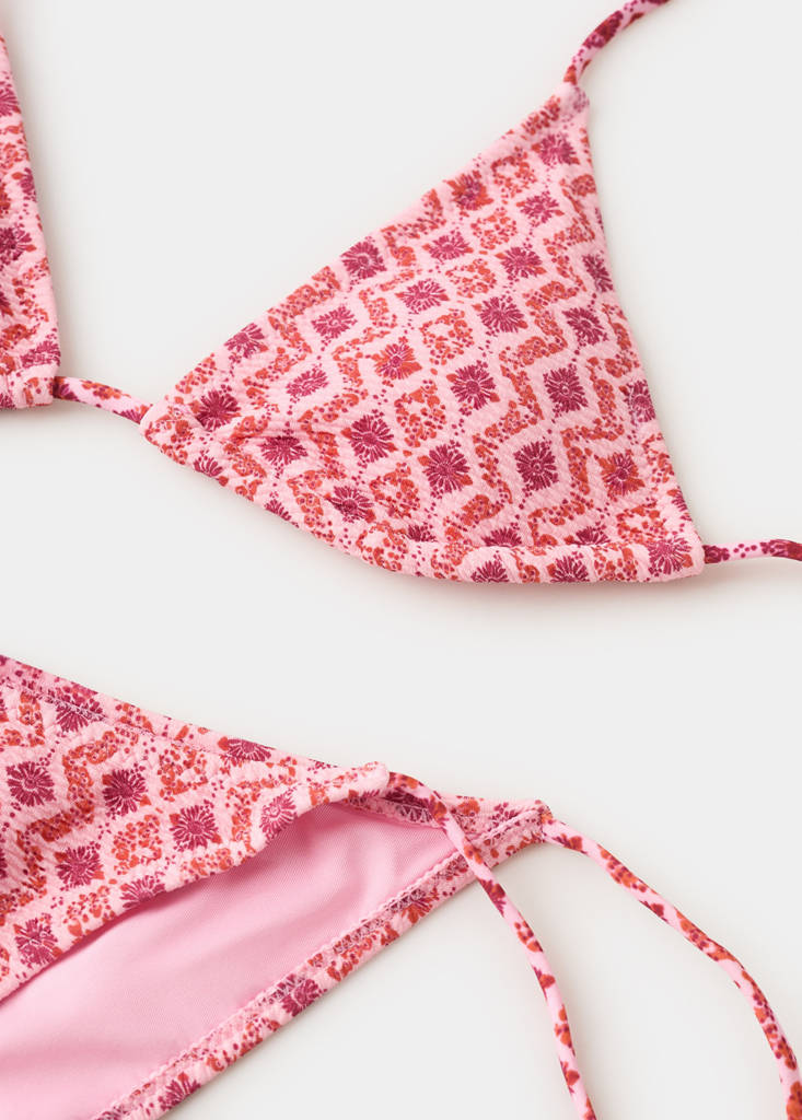 Printed bikini with medium-coverage bottoms — Pink