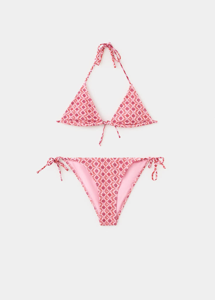 Printed bikini with medium-coverage bottoms — Pink