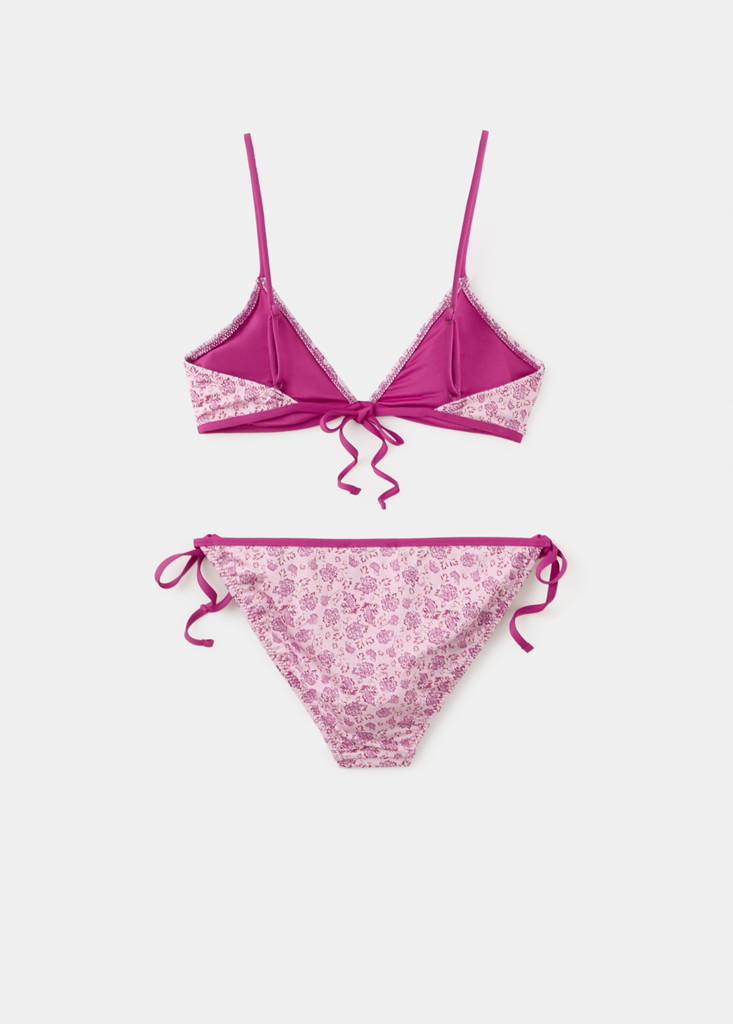 Printed bikini with classic briefs — Pink