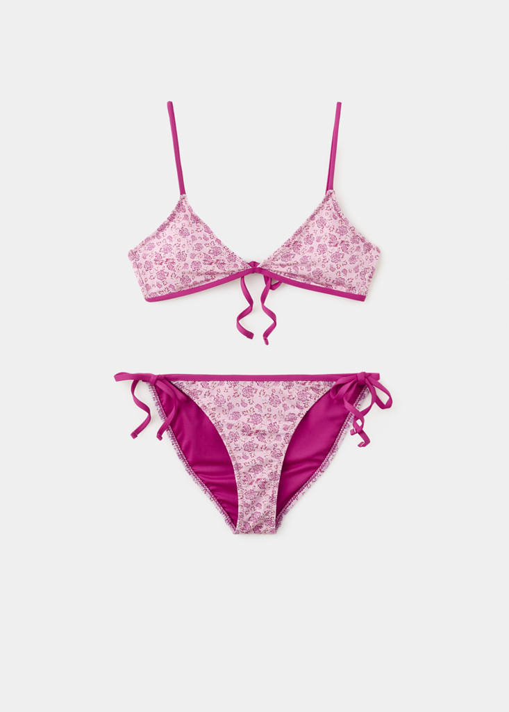 Printed bikini with classic briefs — Pink