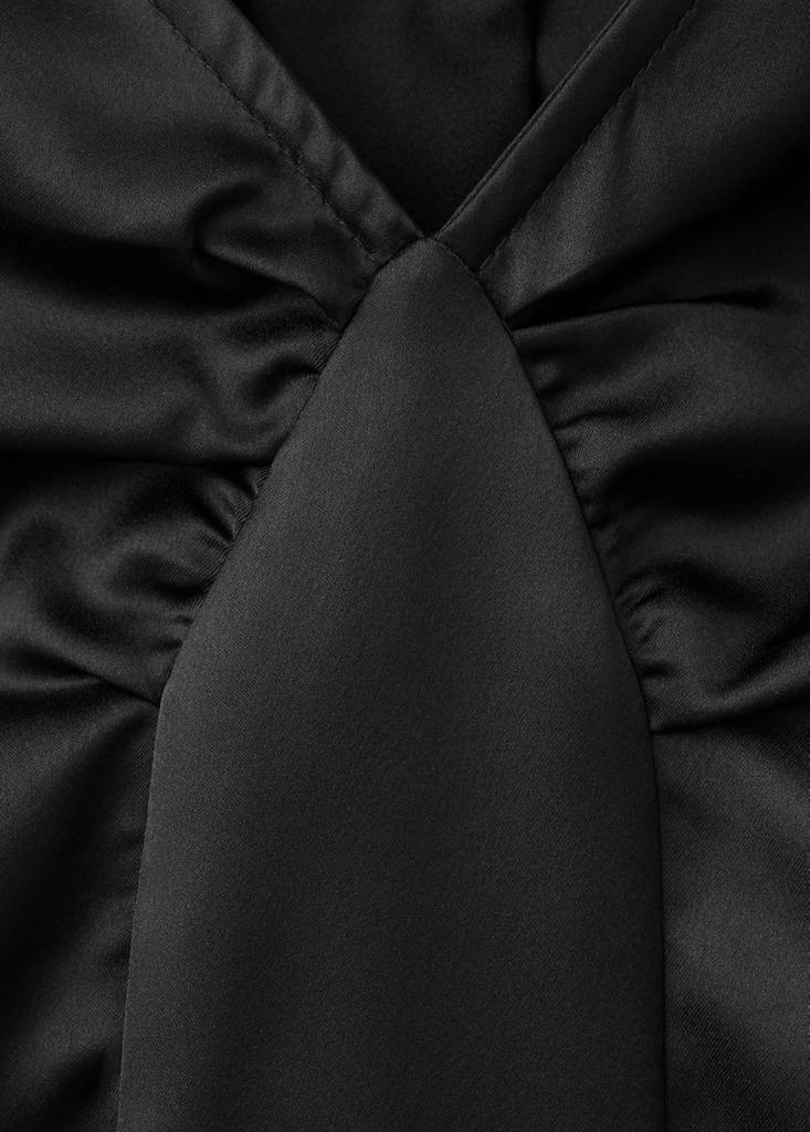 Frilled satin top — Black