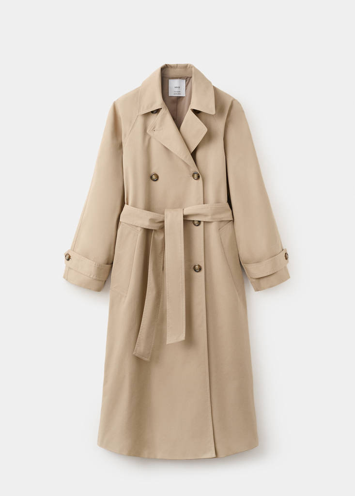 Long double-breasted trench coat — Beige