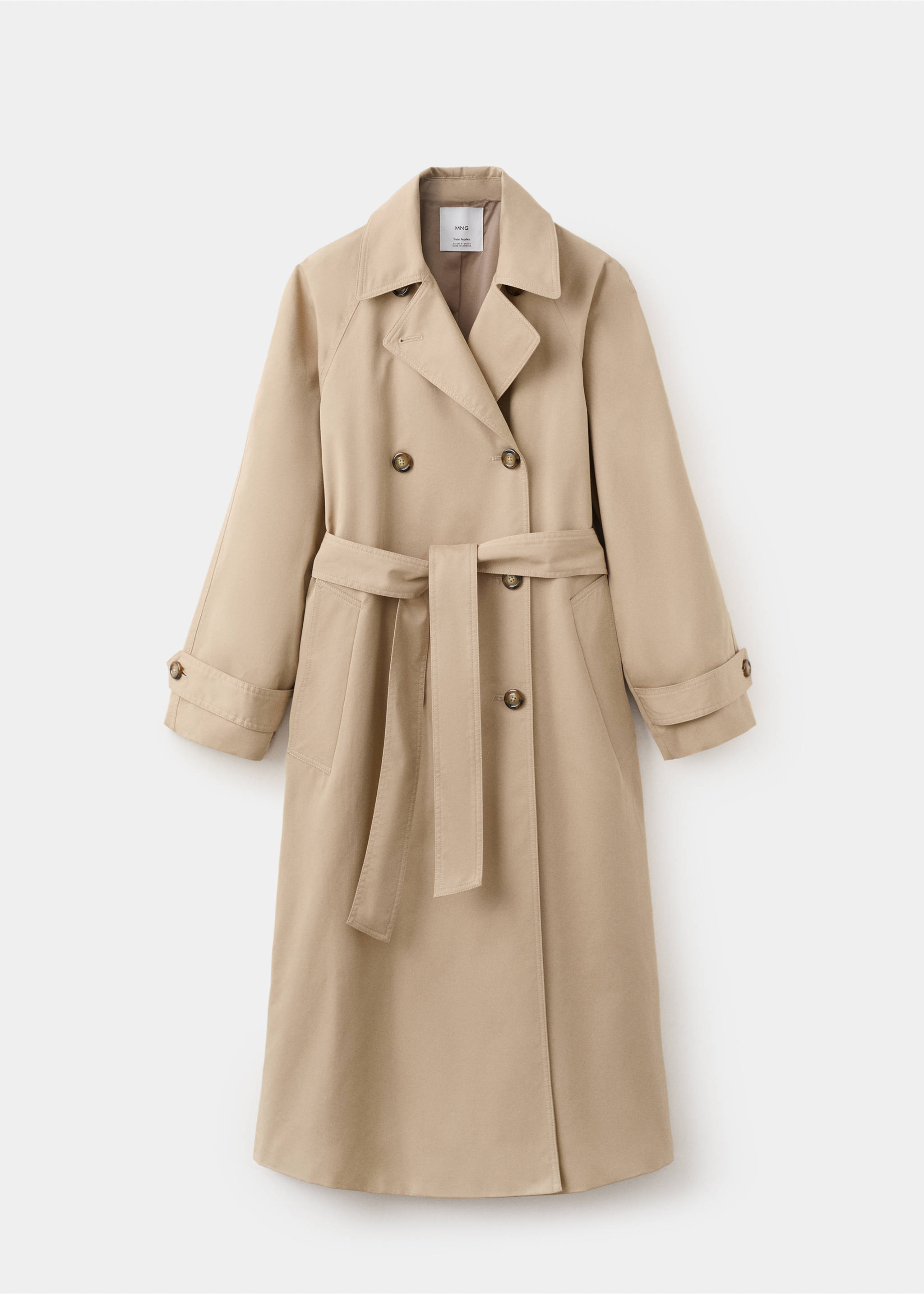 Long double-breasted trench coat - Article without model, Beige. Ref: 27044774-00.