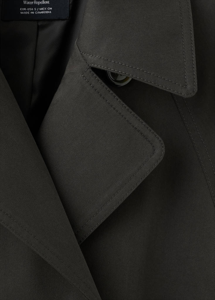 Long double-breasted trench coat — Chocolate