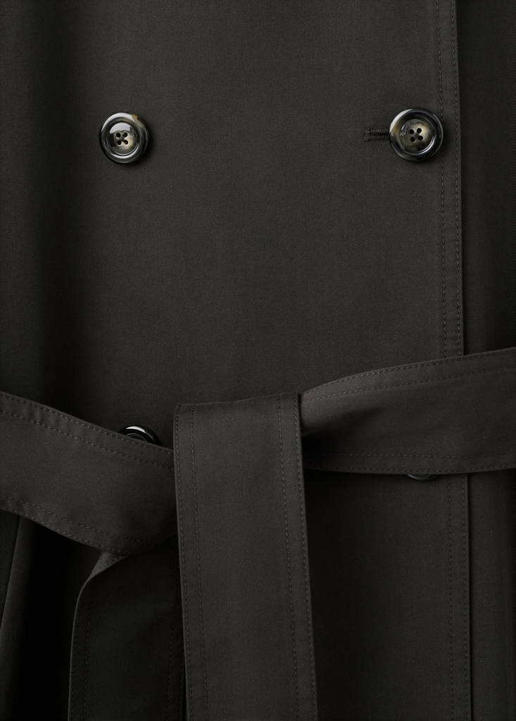 Long double-breasted trench coat — Chocolate