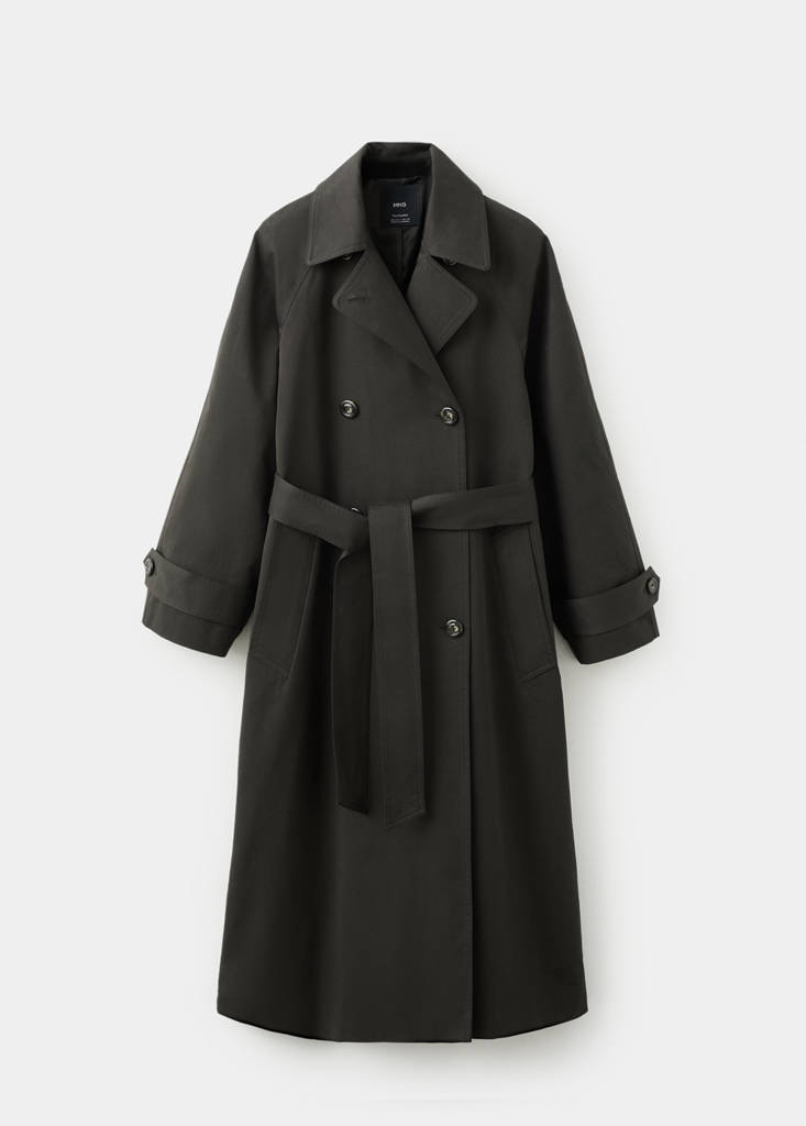 Long double-breasted trench coat — Chocolate