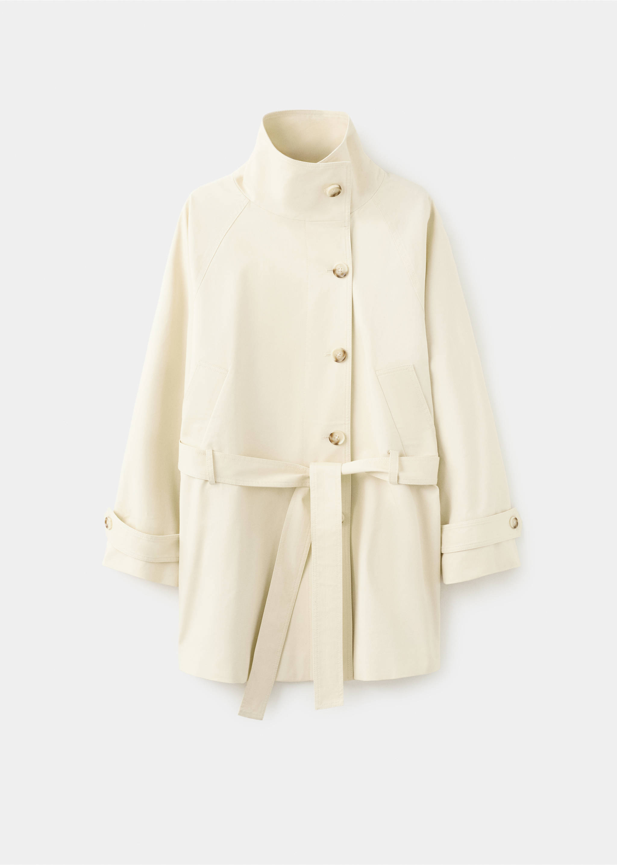 Funnel neck belted trench coat - Article without model, Ecru. Ref: 27044775-00.