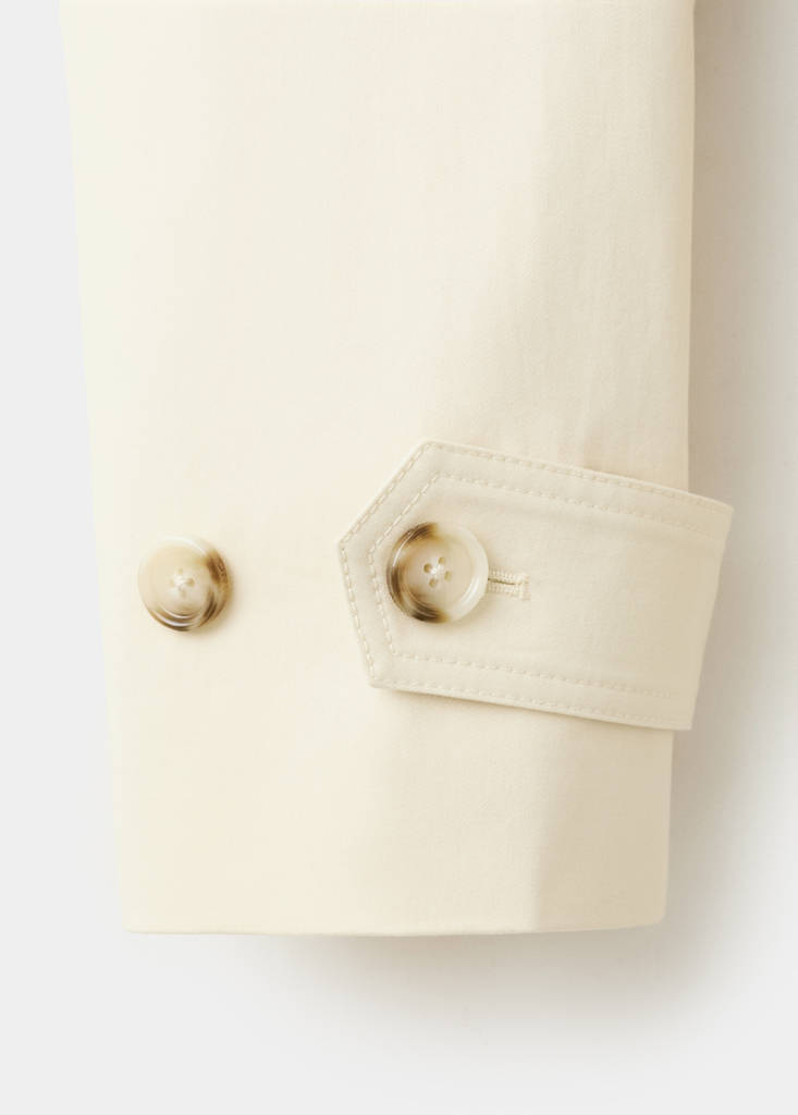 Funnel neck belted trench coat — Ecru