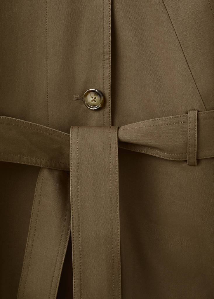 Funnel neck belted trench coat — Medium Brown