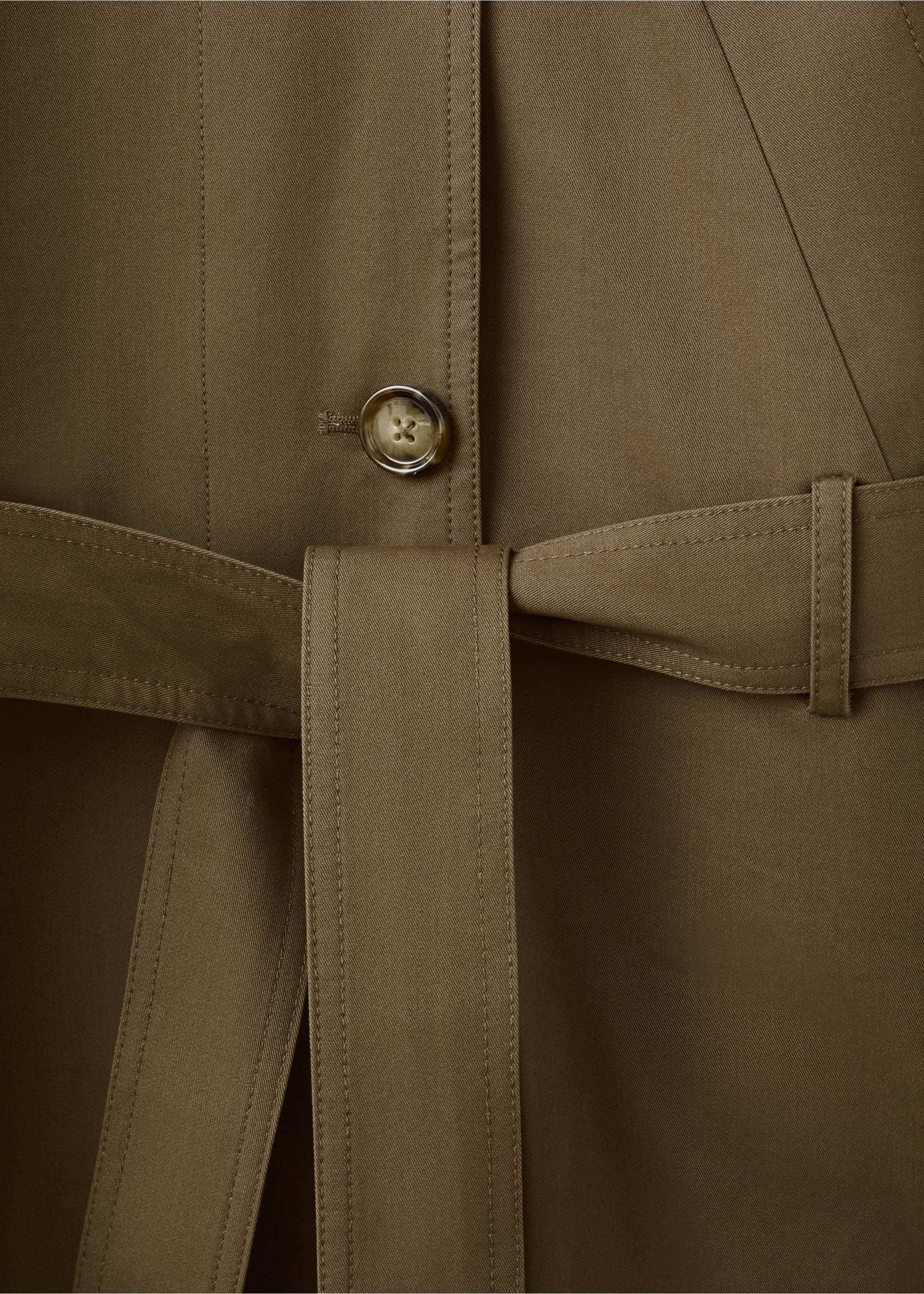 Funnel neck belted trench coat - Details of the article 0, Medium Brown. Ref: 27044775-00.