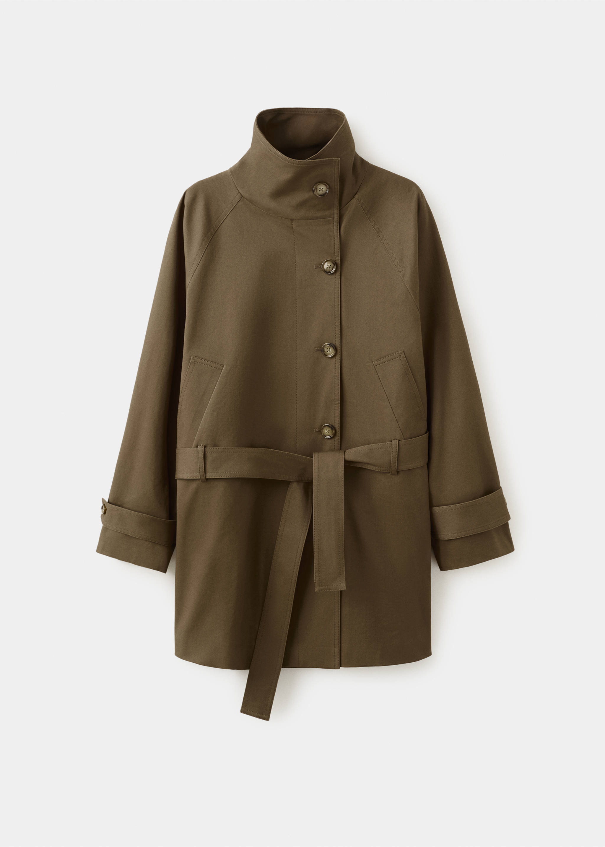 Funnel neck belted trench coat - Article without model, Medium Brown. Ref: 27044775-00.