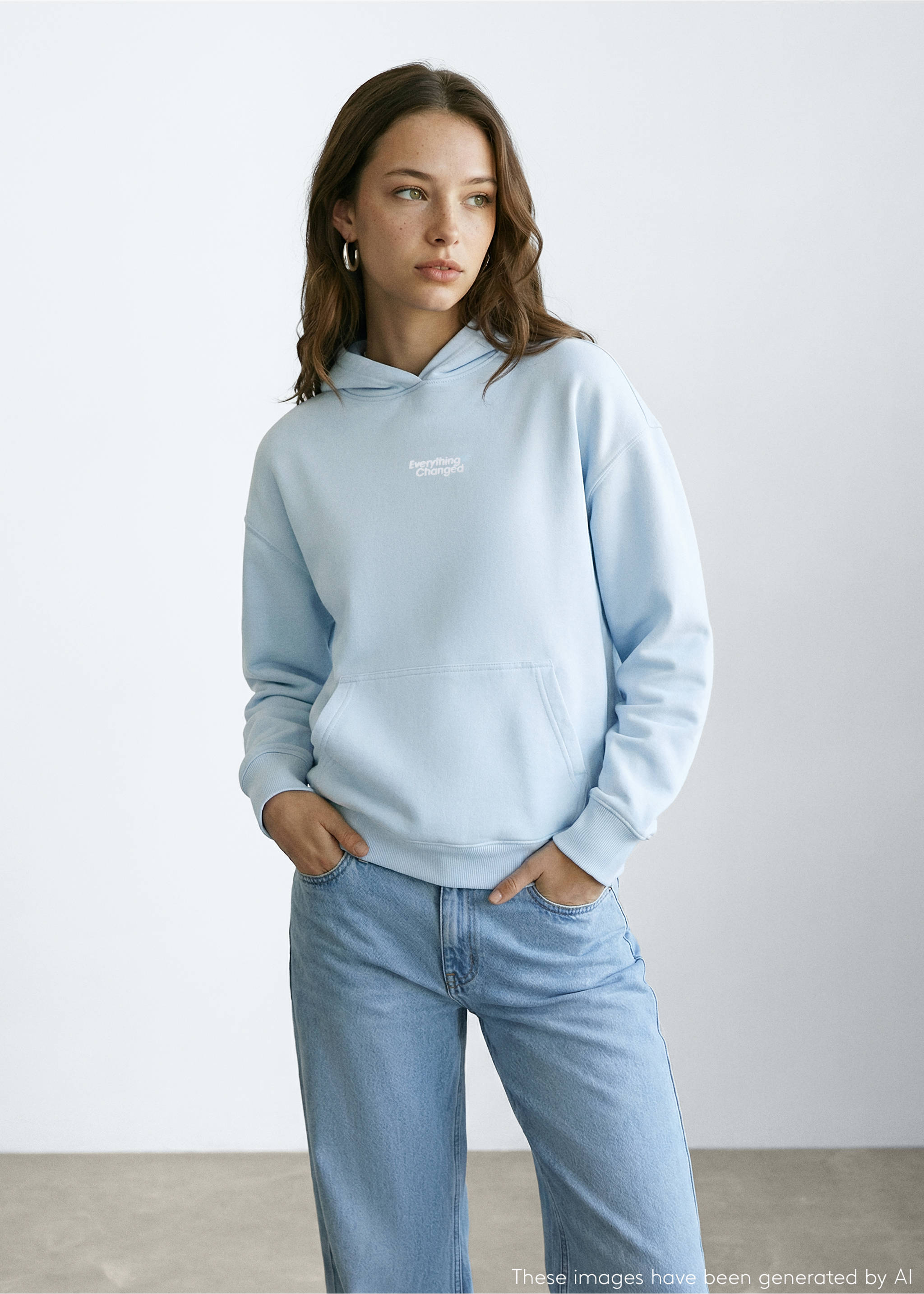 Hoodie cotton sweatshirt - General plane, Mint Green. Ref: 27044777-00.
