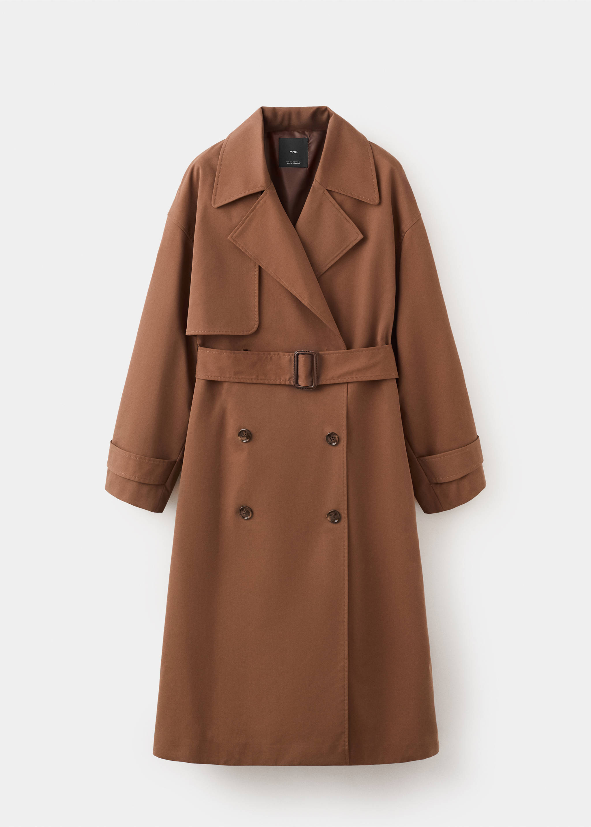 Long double-breasted trench coat - Article without model, Brown. Ref: 27044781-00.