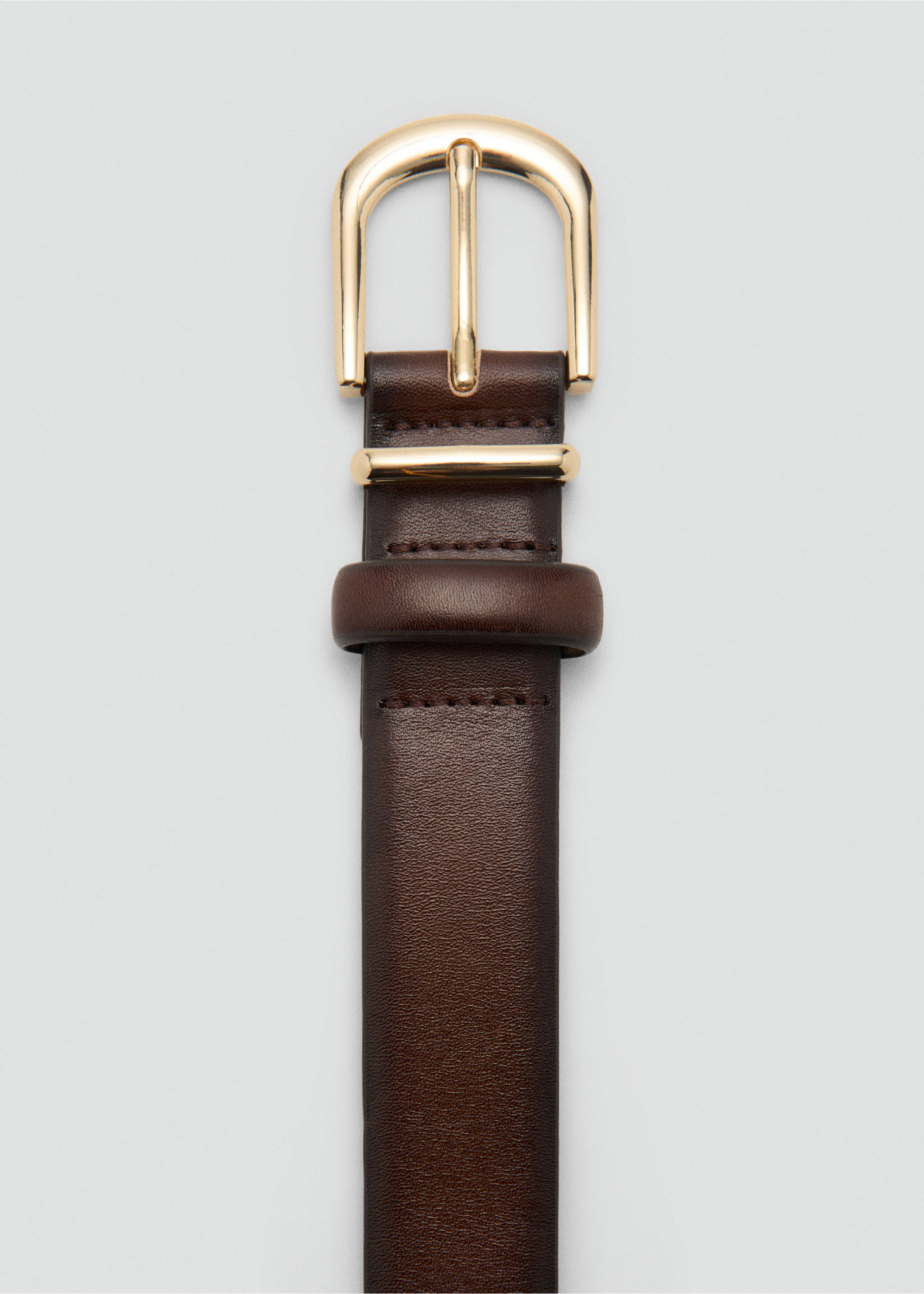 Buckle leather belt - Details of the article 1, Chocolate. Ref: 27044786-00.