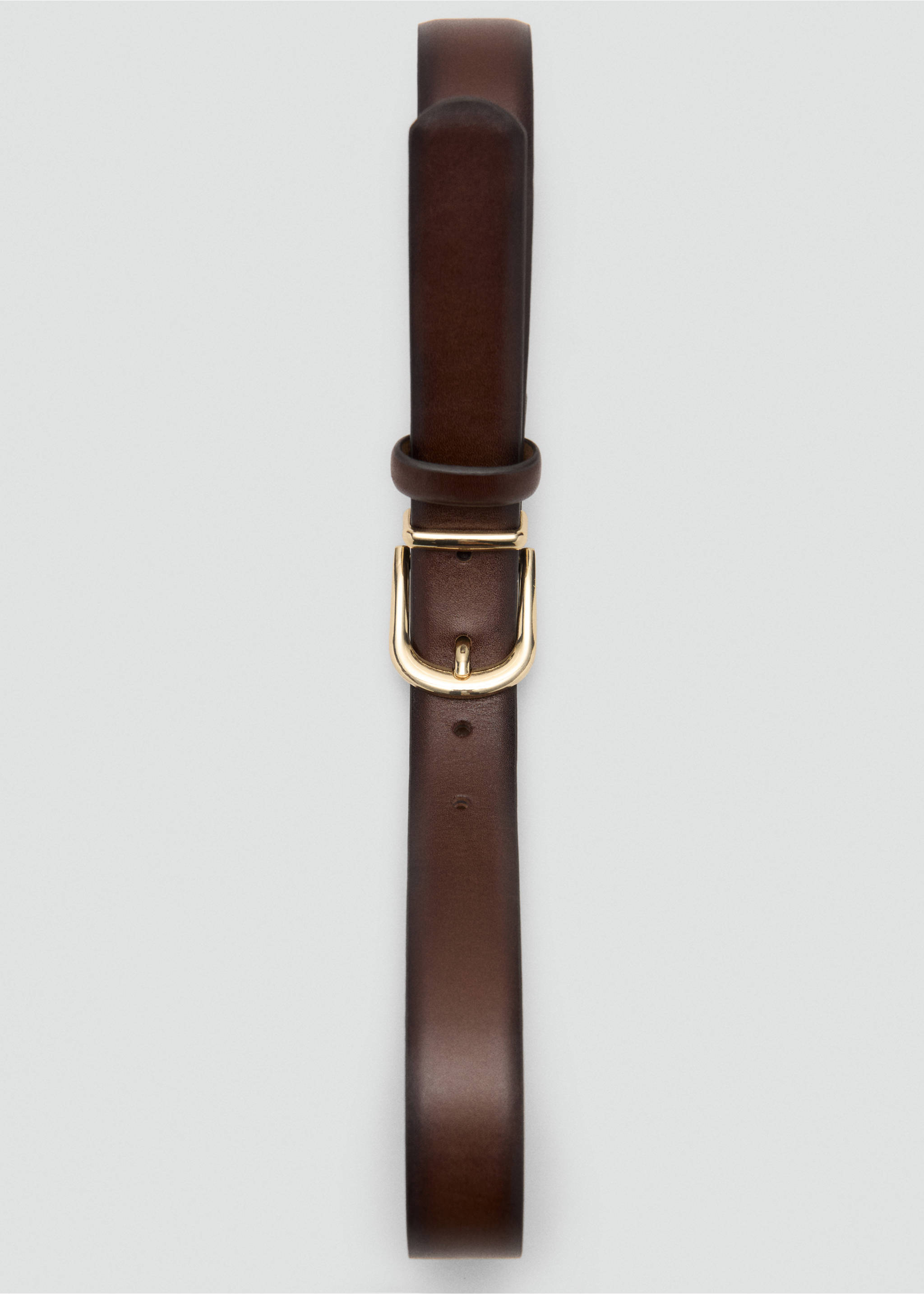 Buckle leather belt - Details of the article 2, Chocolate. Ref: 27044786-00.