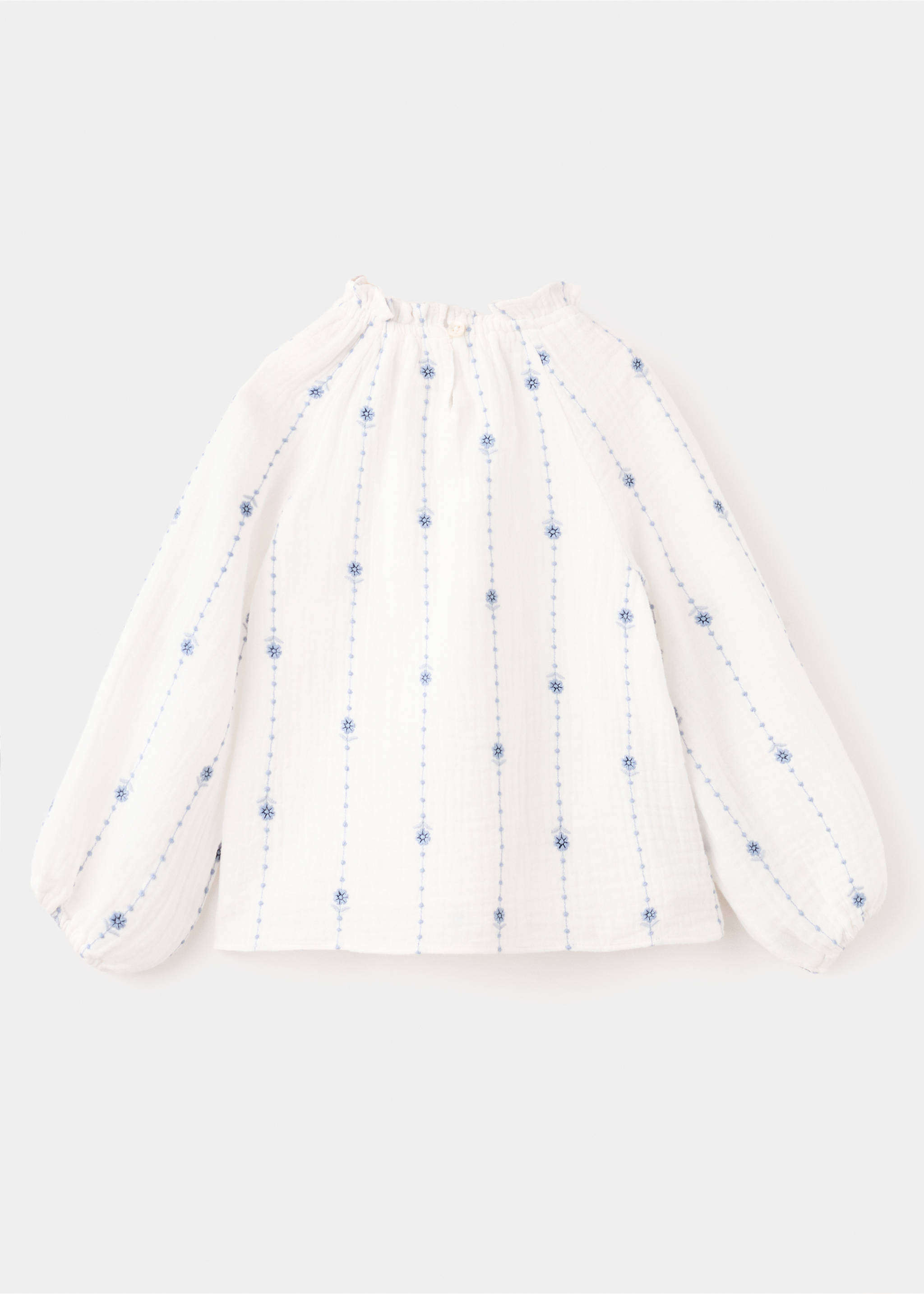 Blusa algodón bordado flores - Reverso del artículo, Blanco. Ref: 27045147-00.