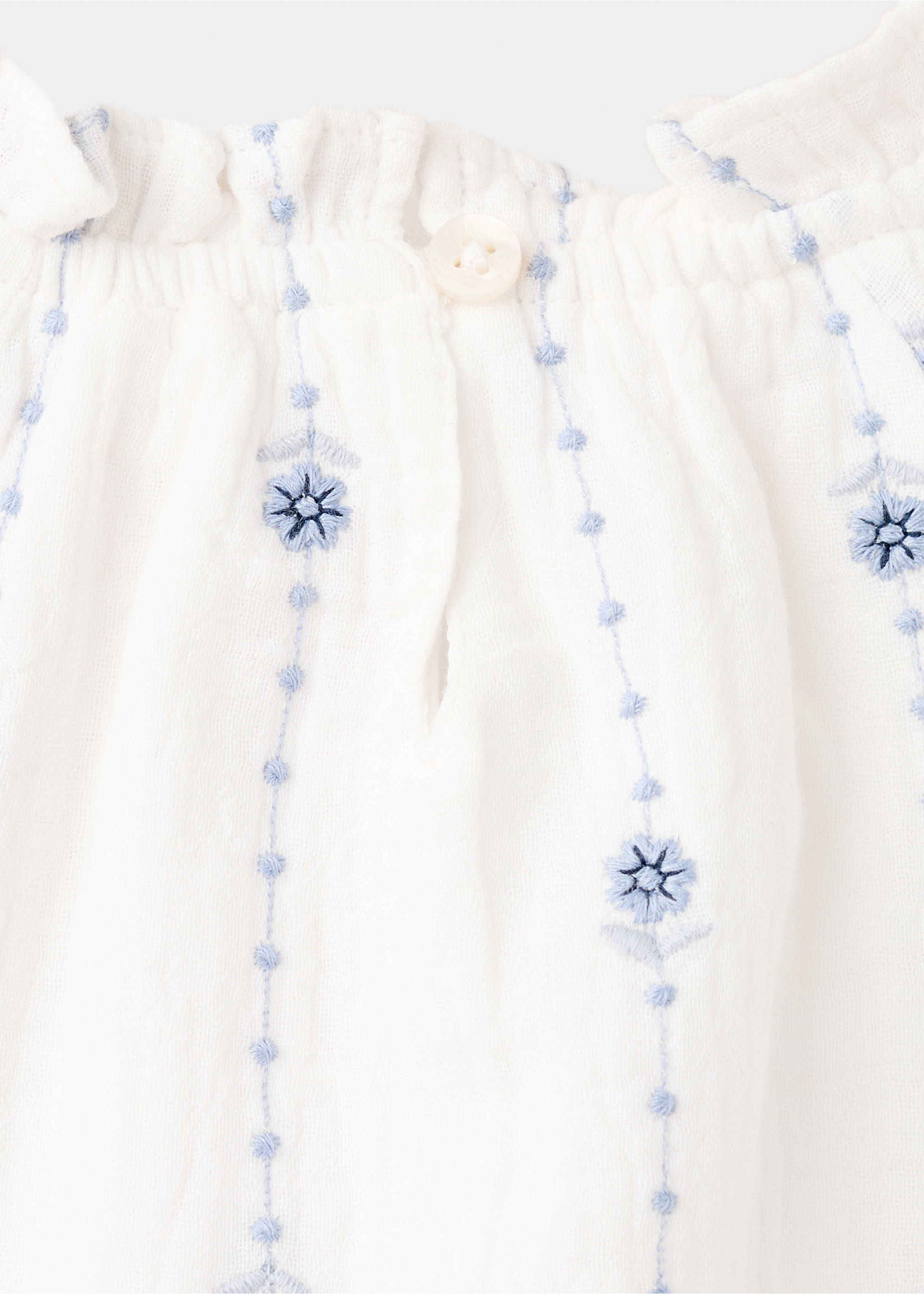 Blusa algodón bordado flores - Detalle del artículo 8, Blanco. Ref: 27045147-00.