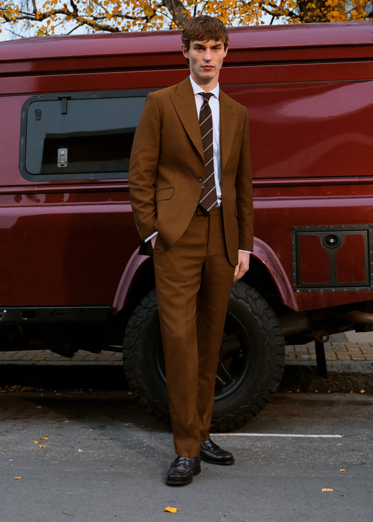 Slim fit trousers 100% Vitale Barberis Canonico® wool — Ochre