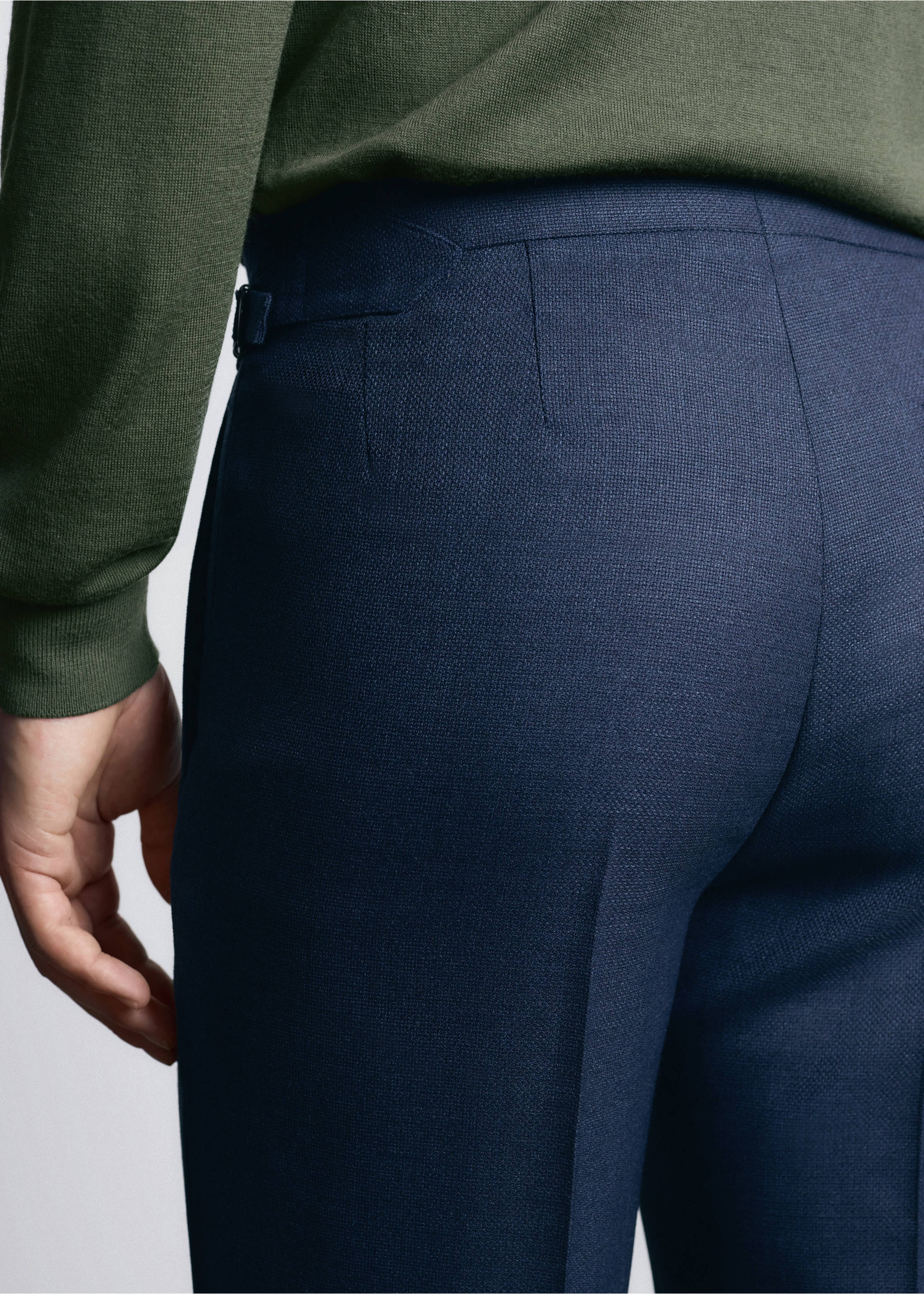 Pantalón slim fit 100% lana Vitale Barberis Canonico® - Detalle del artículo 6, Azul. Ref: 27045150-00.