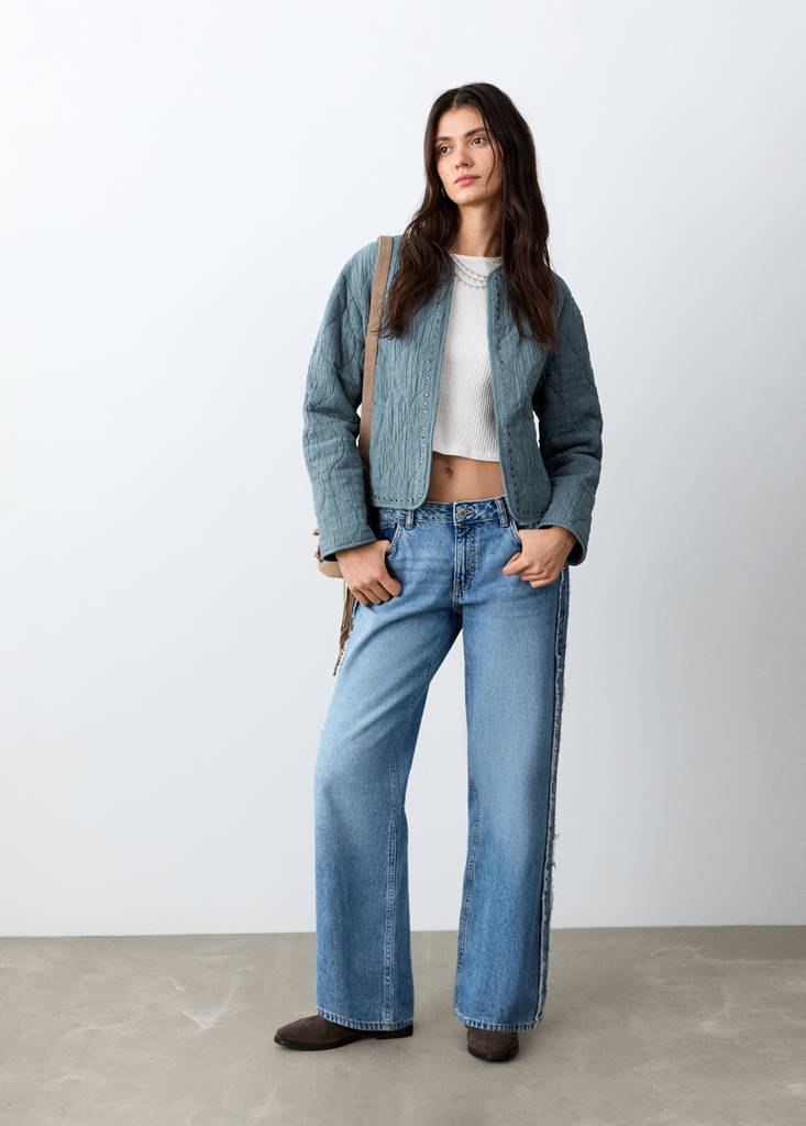 Studded padded jacket — Petrol Blue