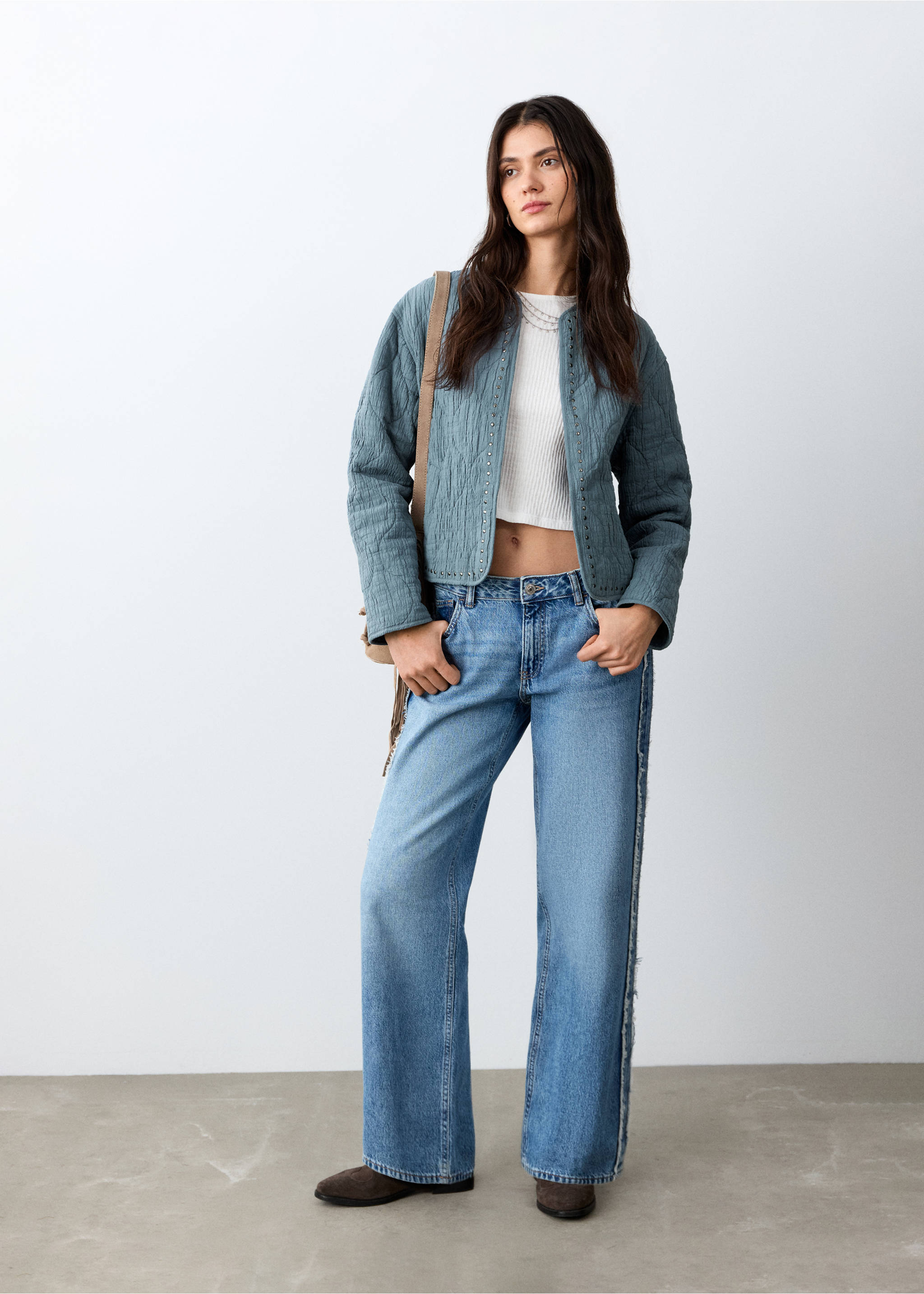 Studded padded jacket - General plane, Petrol Blue. Ref: 27045156-00.