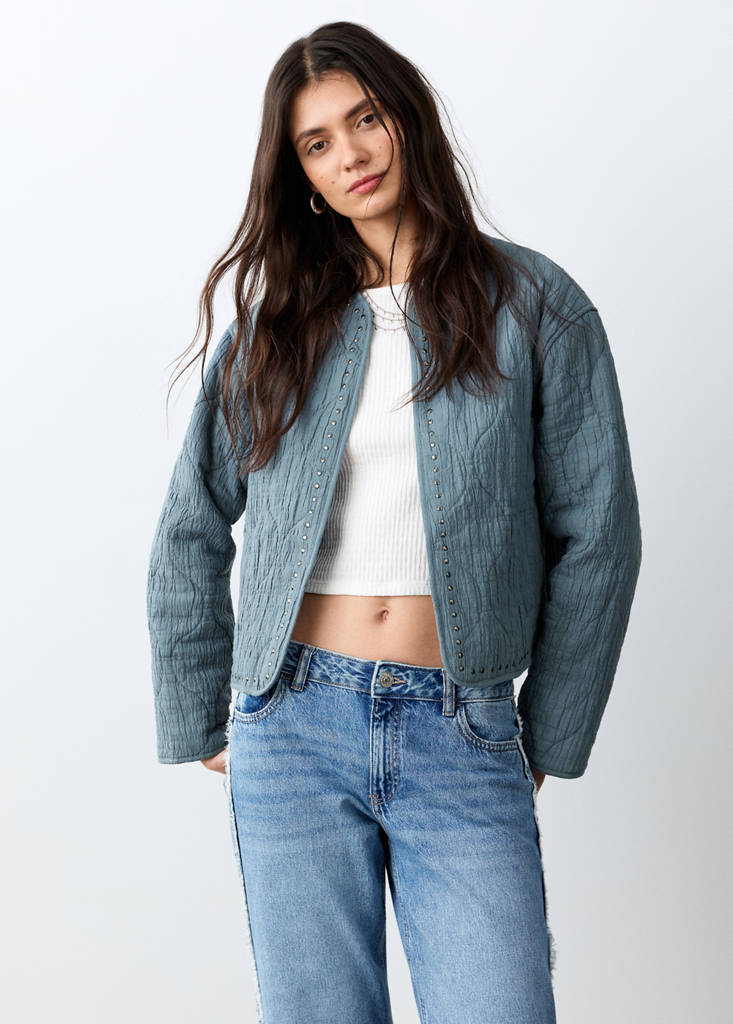 Studded padded jacket — Petrol Blue