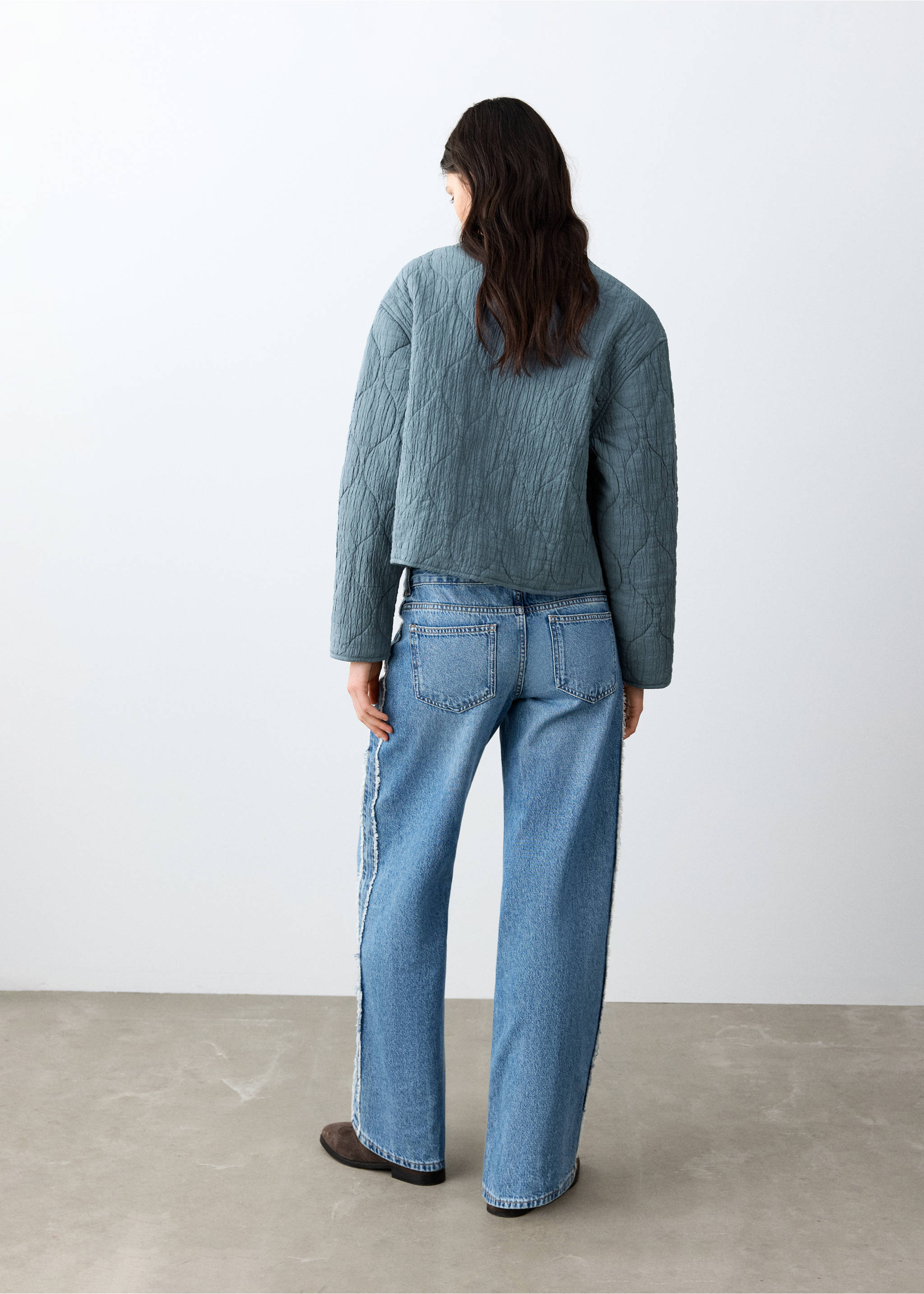 Studded padded jacket - Reverse of the article, Petrol Blue. Ref: 27045156-00.