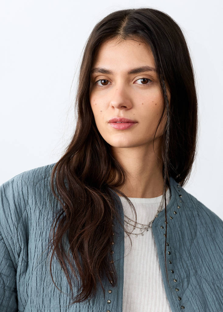 Studded padded jacket — Petrol Blue