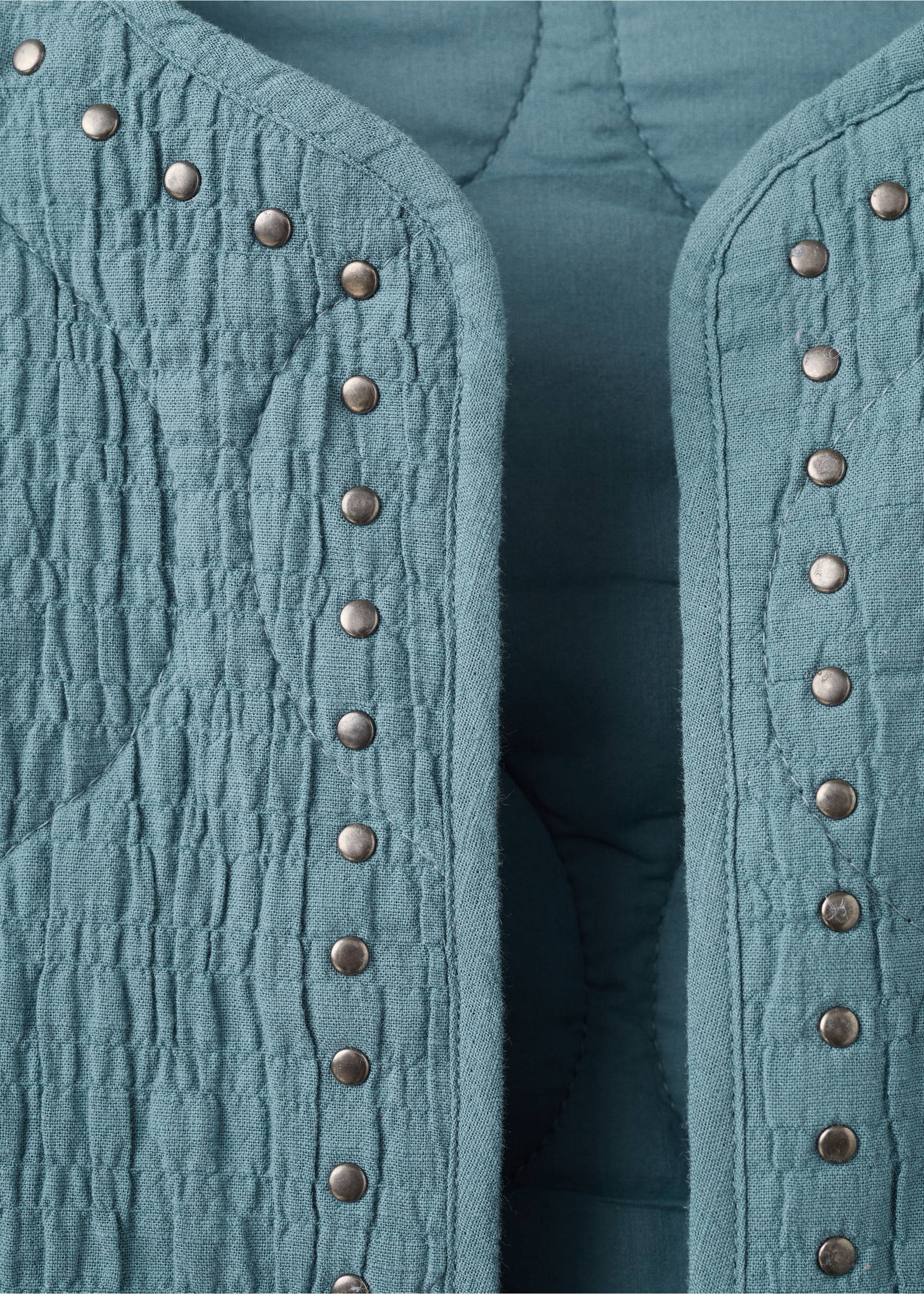 Studded padded jacket - Details of the article 8, Petrol Blue. Ref: 27045156-00.